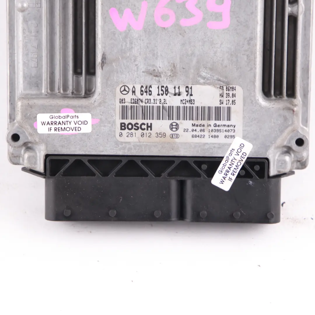 OM646 111CDI 116HP Engine Unit Module ECU Manual to Mercedes W639 Vito with Part number A6461501191 Mercedes W639 Vito OM646 111CDI 116HP Engine Unit Module ECU Manual - SKU A6461501191 - Part number A6461501191