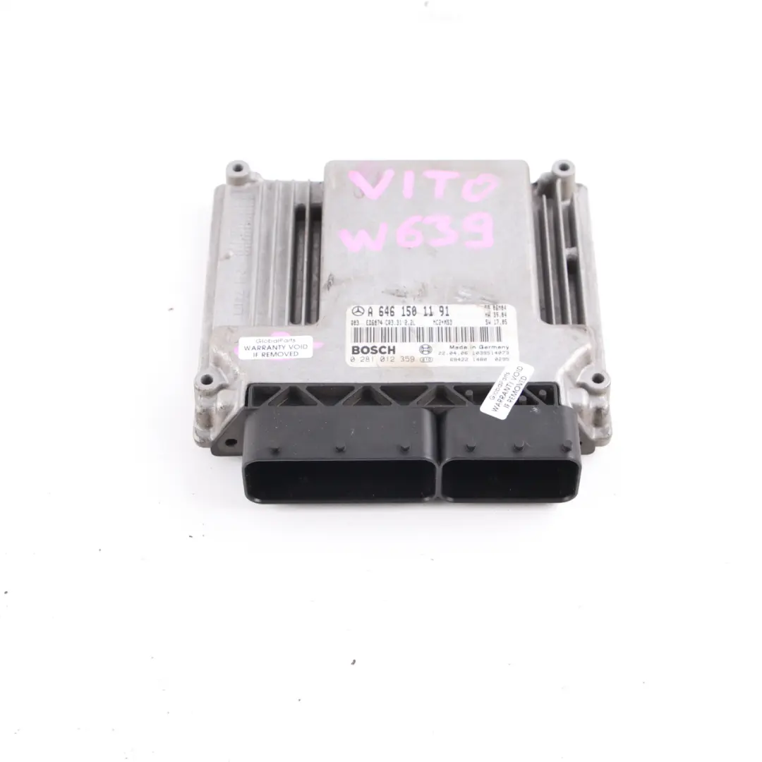 Mercedes W639 Vito OM646 111CDI 116HP Engine Unit Module ECU Manual - SKU A6461501191 - Part number A6461501191