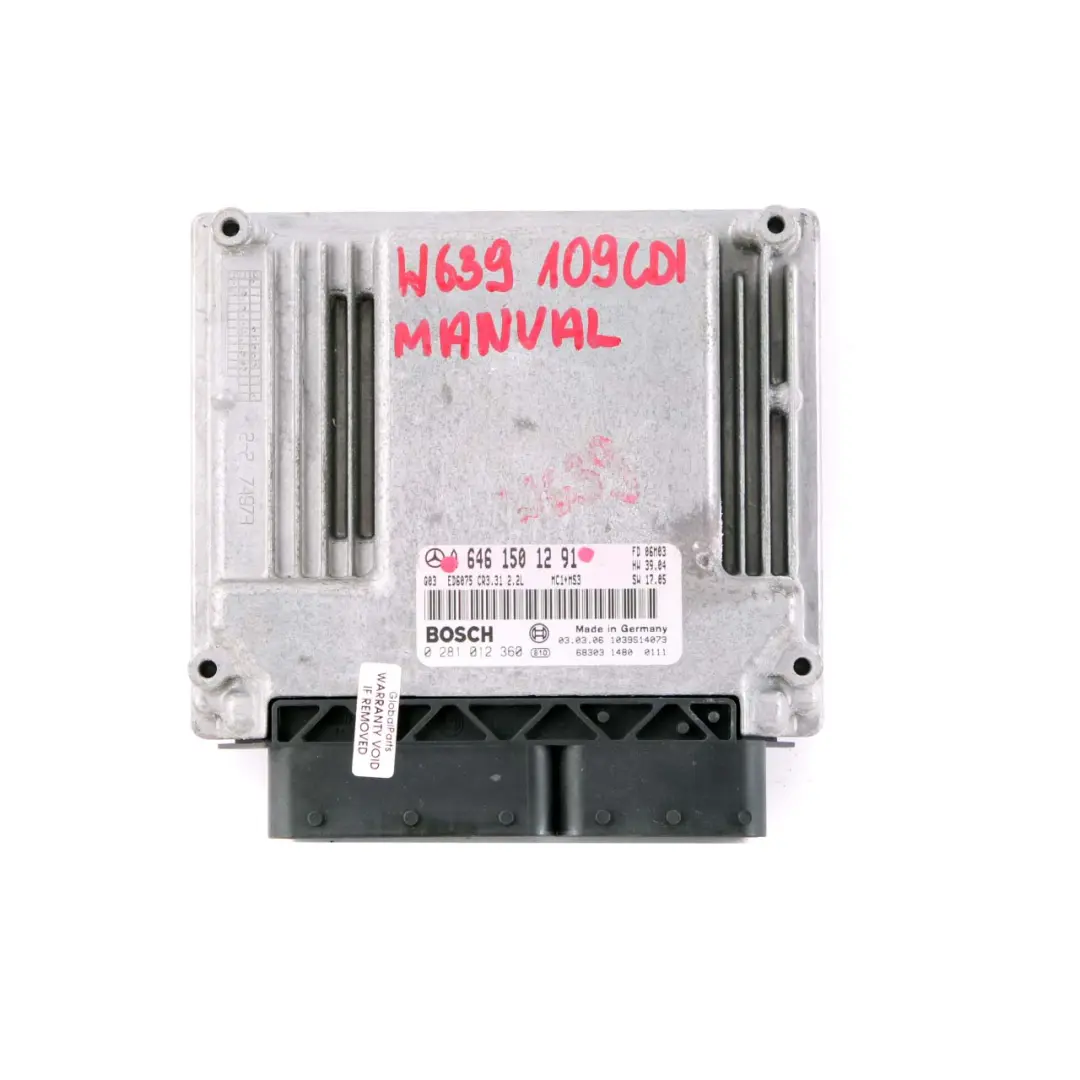OM646 Engine Unit Module ECU Manual to Mercedes W639 Vito 109 CDI with Part number A6461501291 Mercedes W639 Vito 109 CDI OM646 Engine Unit Module ECU Manual - SKU A6461501291 - Part number A6461501291