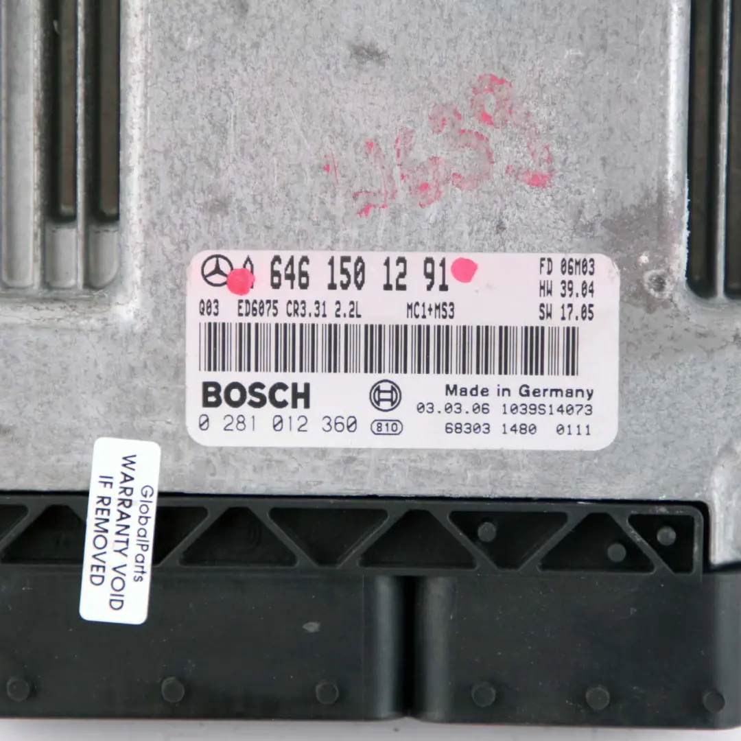 Mercedes W639 Vito 109 CDI OM646 Engine Unit Module ECU Manual - SKU A6461501291 - Part number A6461501291