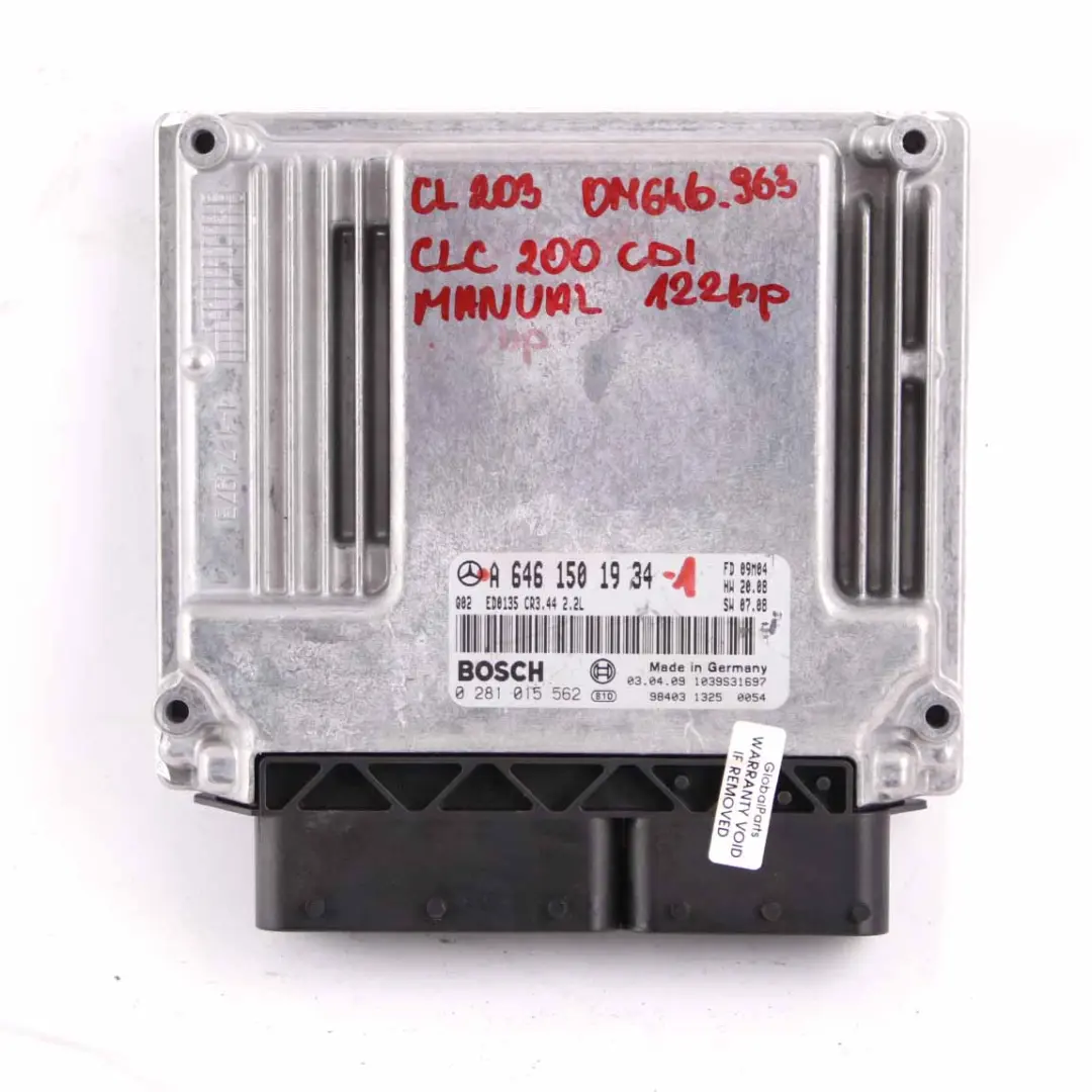 CLC200 CDI 122HP M646.963 ECU Kit Blocco chiave per Mercedes CL203 con numero di parte A6461501934 Mercedes CL203 CLC200 CDI 122HP M646.963 ECU Kit Blocco chiave - SKU A6461501934-1 - Numero di parte A6461501934