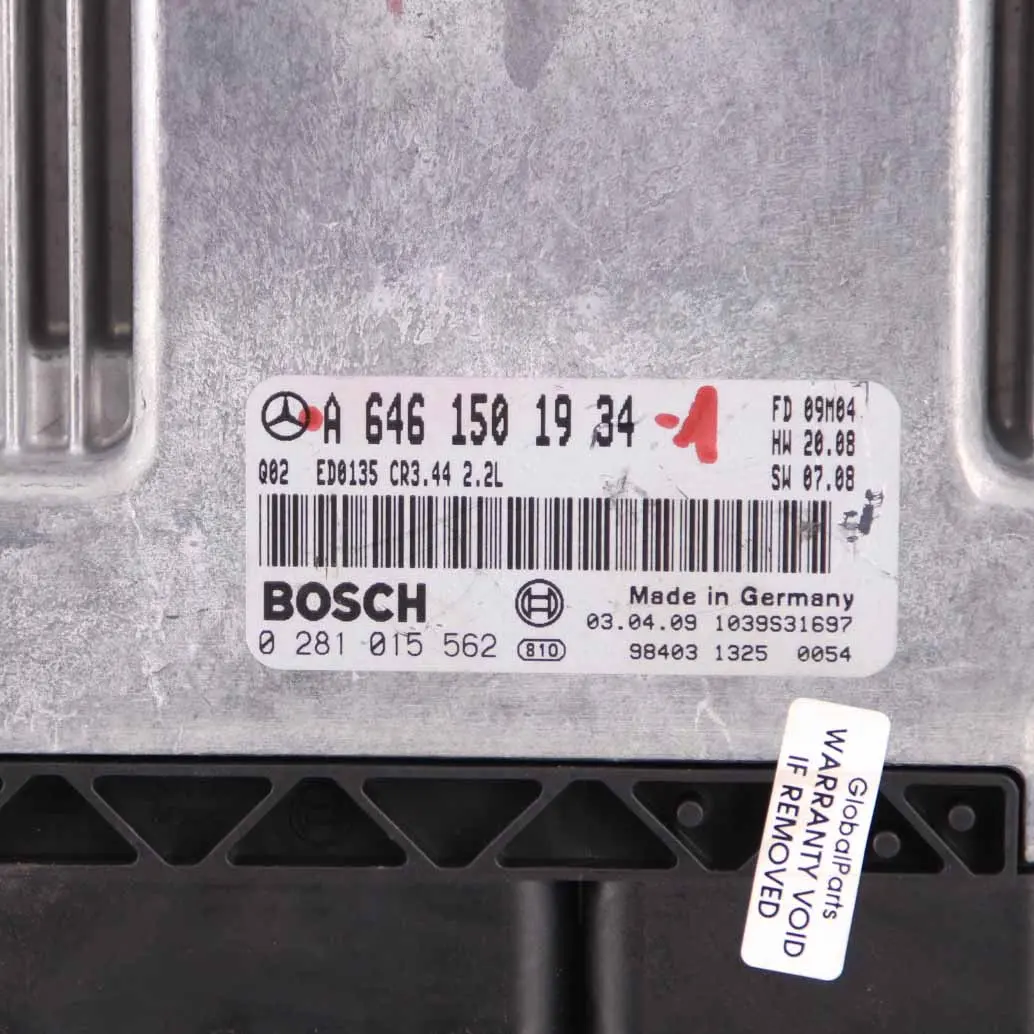 Mercedes CL203 CLC200 CDI 122HP M646.963 ECU Kit Bloqueo teclas - SKU A6461501934-1 - Número de pieza A6461501934