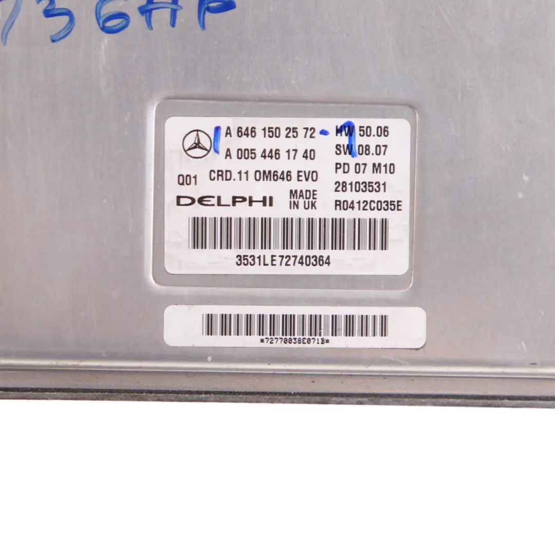C200 CDI OM646.811 136HP ECU Engine Module Automatic to Mercedes W204 with Part number A6461502572 Mercedes W204 C200 CDI OM646.811 136HP ECU Engine Module Automatic - SKU A6461502572-1 - Part number A6461502572