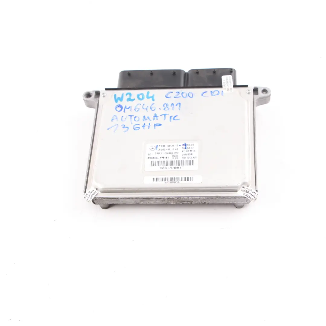 C200 CDI OM646.811 136HP ECU Engine Module Automatic to Mercedes W204 with Part number A6461502572 Mercedes W204 C200 CDI OM646.811 136HP ECU Engine Module Automatic - SKU A6461502572-1 - Part number A6461502572