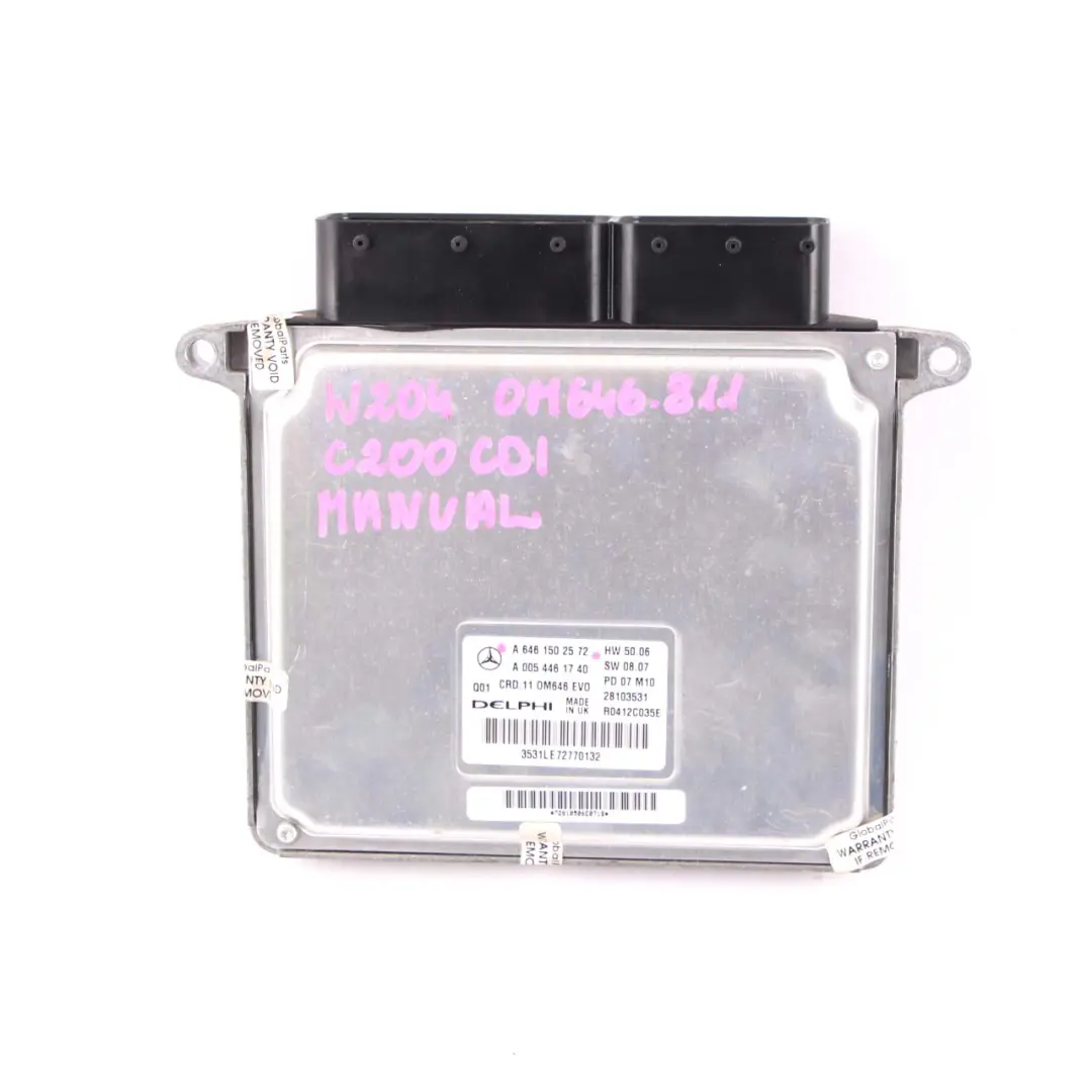 C200CDI OM646 Engine Control Unit Module ECU to Mercedes W204 with Part number A6461502572 Mercedes W204 C200CDI OM646 Engine Control Unit Module ECU - SKU A6461502572 - Part number A6461502572