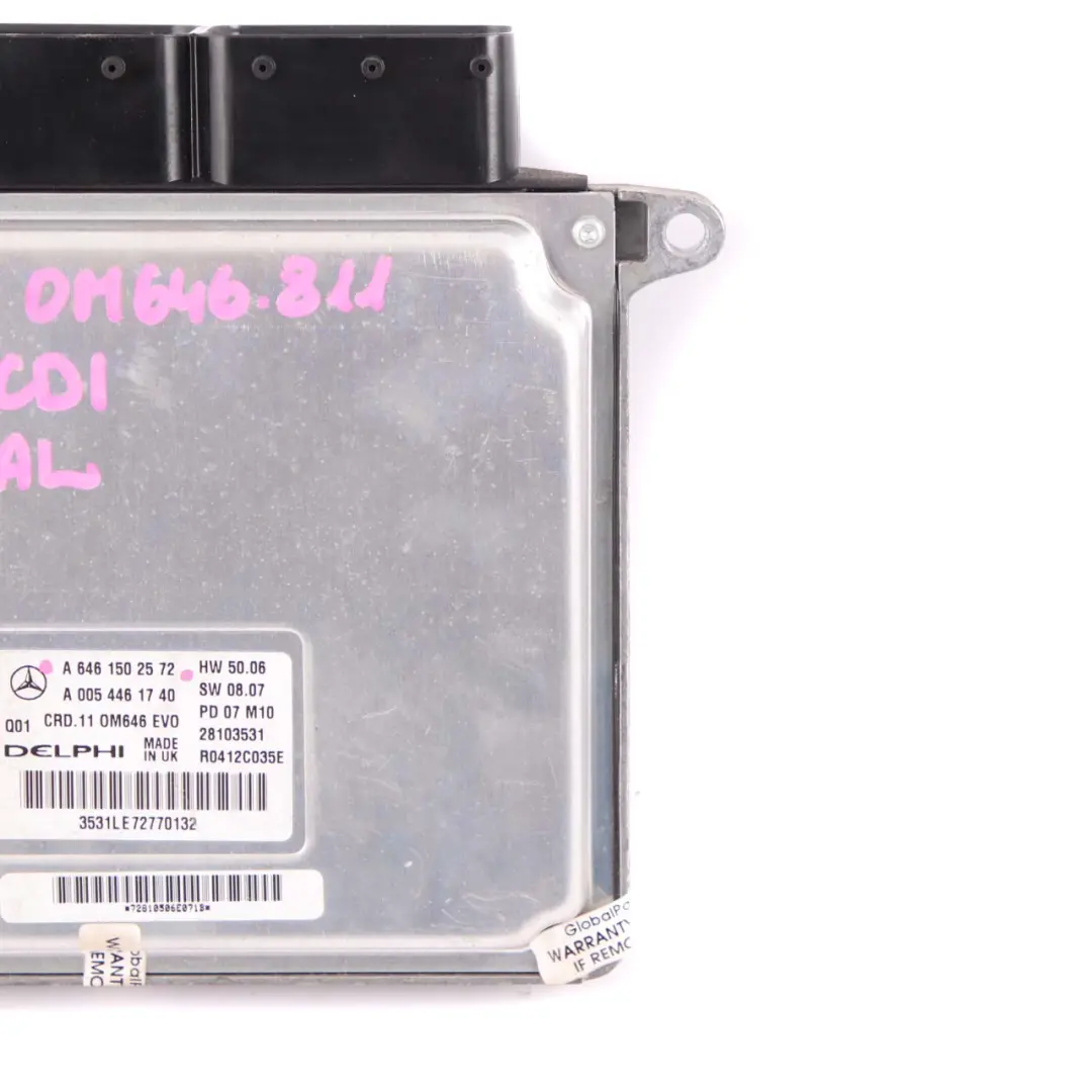 C200CDI OM646 Engine Control Unit Module ECU to Mercedes W204 with Part number A6461502572 Mercedes W204 C200CDI OM646 Engine Control Unit Module ECU - SKU A6461502572 - Part number A6461502572