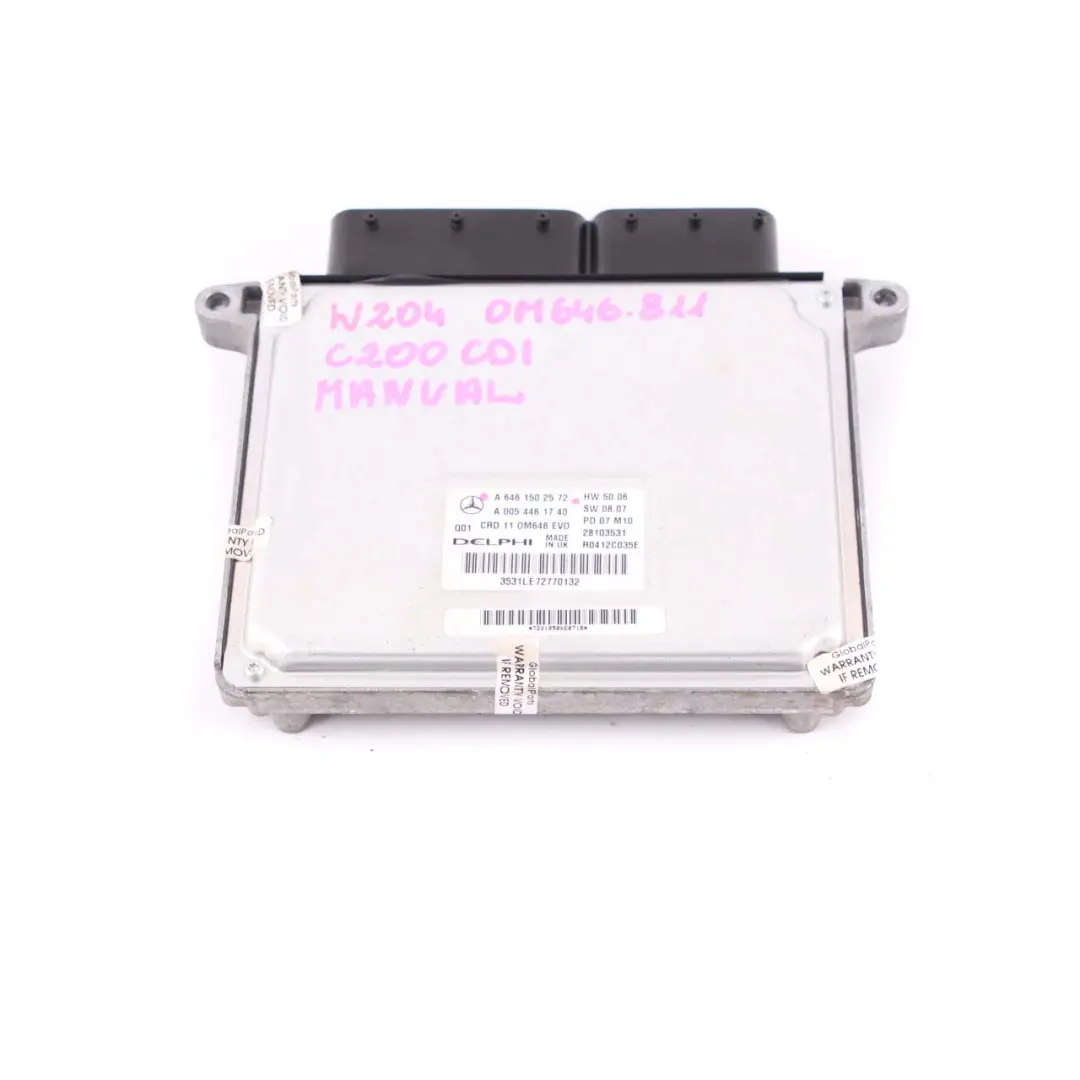 C200CDI OM646 Engine Control Unit Module ECU to Mercedes W204 with Part number A6461502572 Mercedes W204 C200CDI OM646 Engine Control Unit Module ECU - SKU A6461502572 - Part number A6461502572