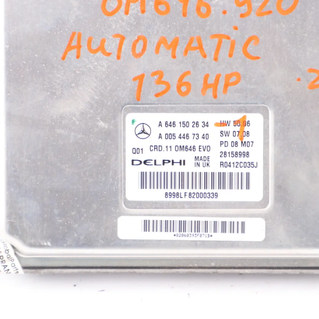 Mercedes W204 C200 CDI OM646.920 136HP Engine ECU Kit Key Lock - SKU A6461502634-1 - Part number A6461502634