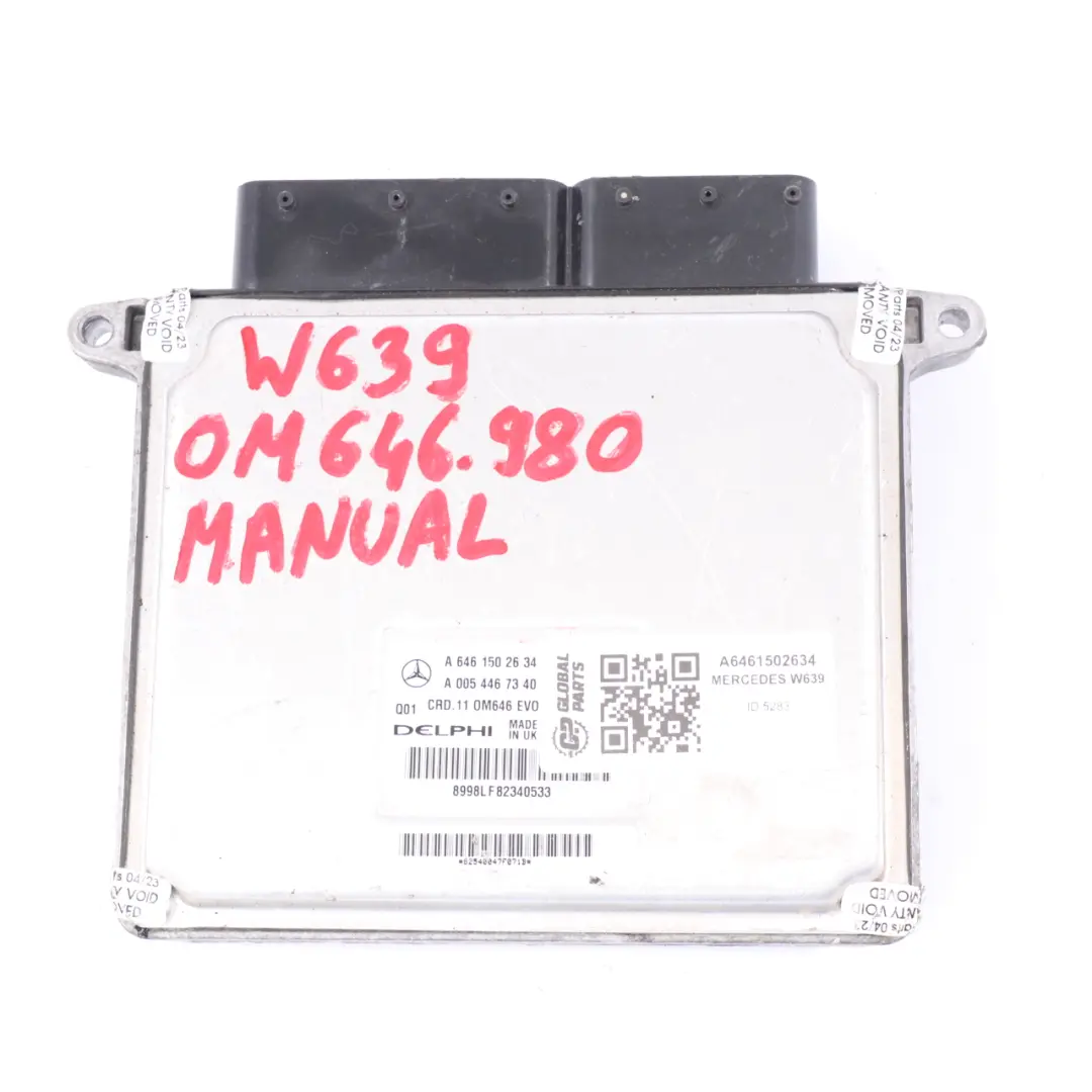 OM646.980 Unidad Control Motor Módulo ECU para Mercedes Vito W639 Diesel con número de pieza A6461502634 Mercedes Vito W639 Diesel OM646.980 Unidad Control Motor Módulo ECU - SKU A6461502634 - Número de pieza A6461502634