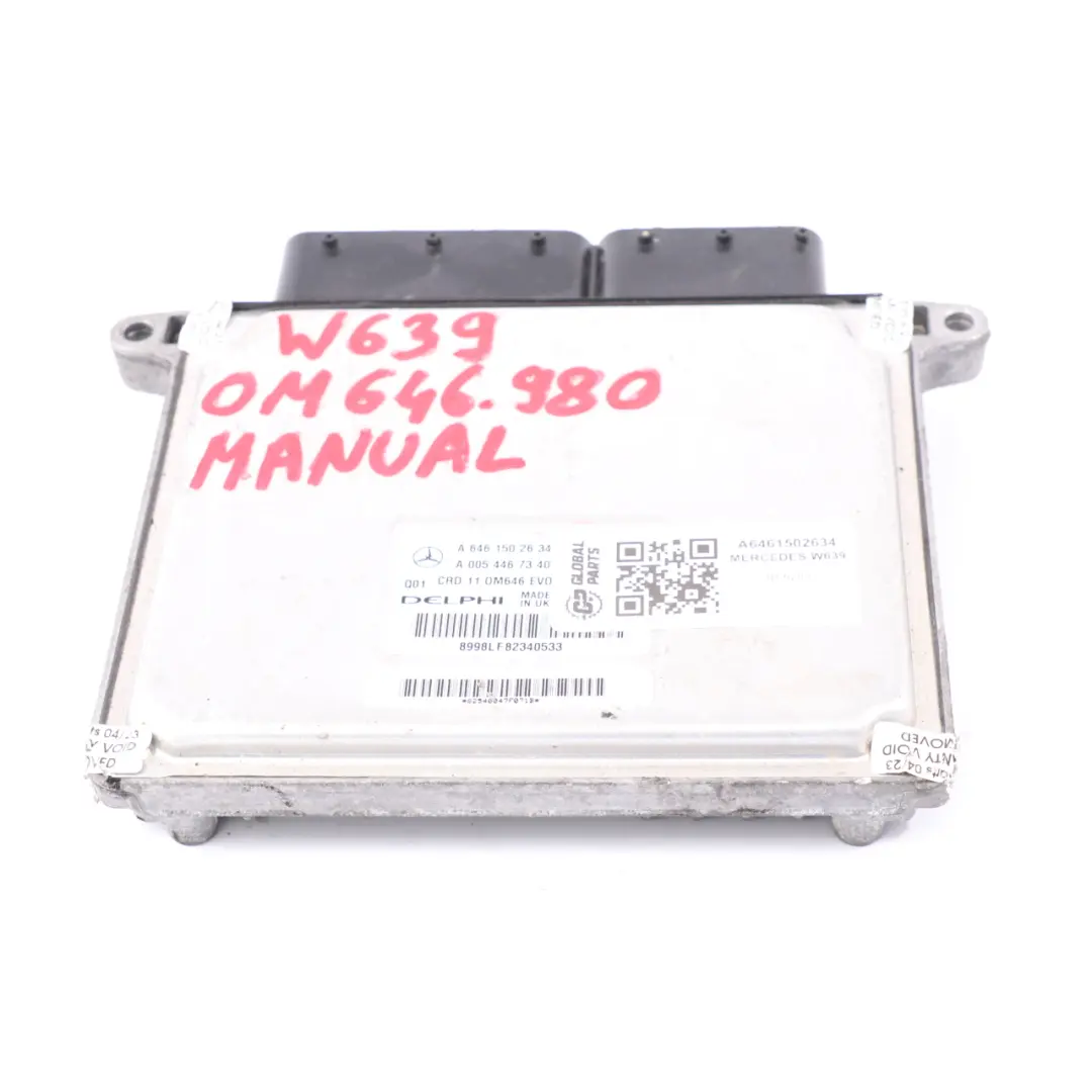 OM646.980 Unidad Control Motor Módulo ECU para Mercedes Vito W639 Diesel con número de pieza A6461502634 Mercedes Vito W639 Diesel OM646.980 Unidad Control Motor Módulo ECU - SKU A6461502634 - Número de pieza A6461502634