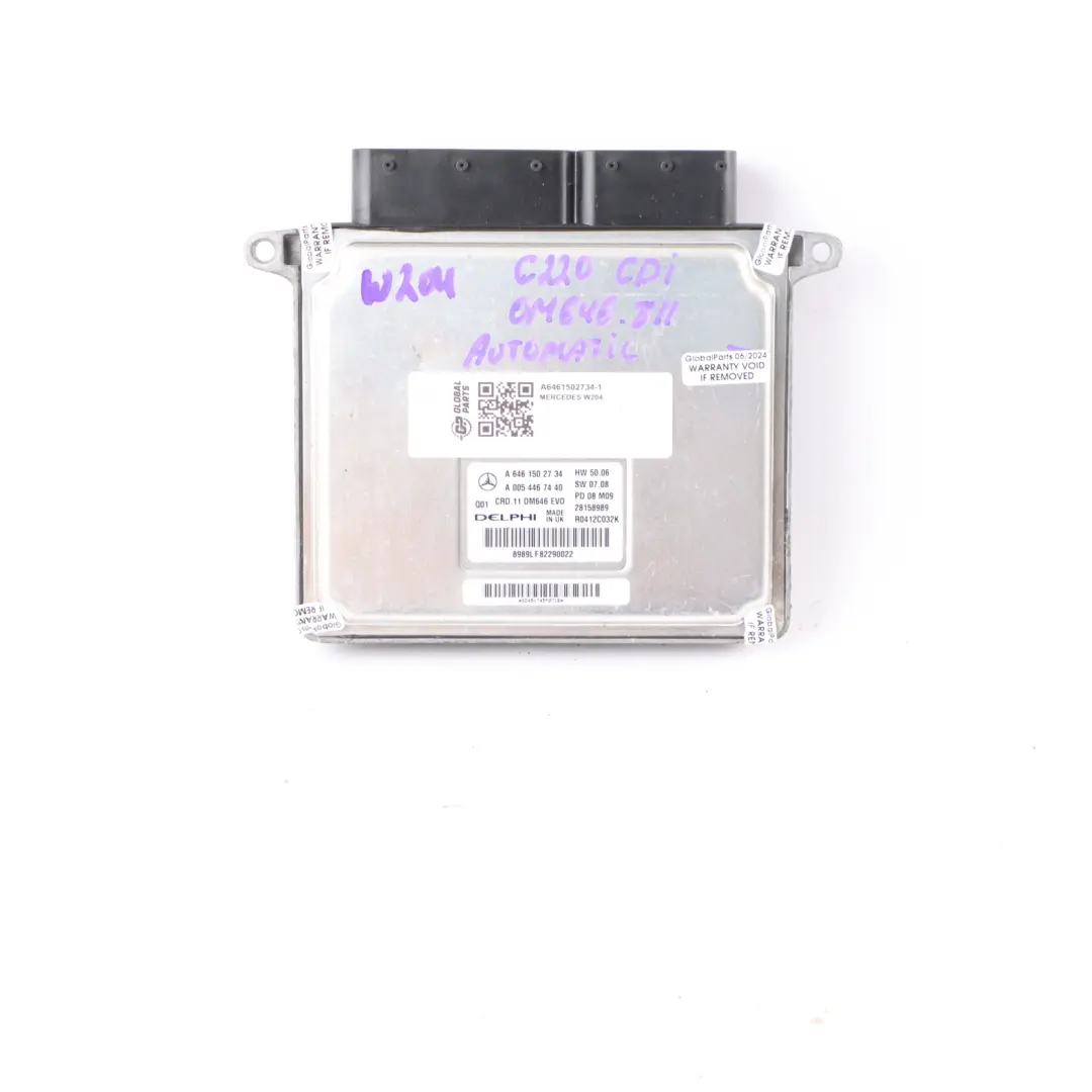 C220 CDI 170HP 646.811 Unité Moteur ECU pour Mercedes W204 à propos du numéro de pièce A6461502734 Mercedes W204 C220 CDI 170HP 646.811 Unité Moteur ECU - SKU A6461502734-1 - Numéro de pièce A6461502734