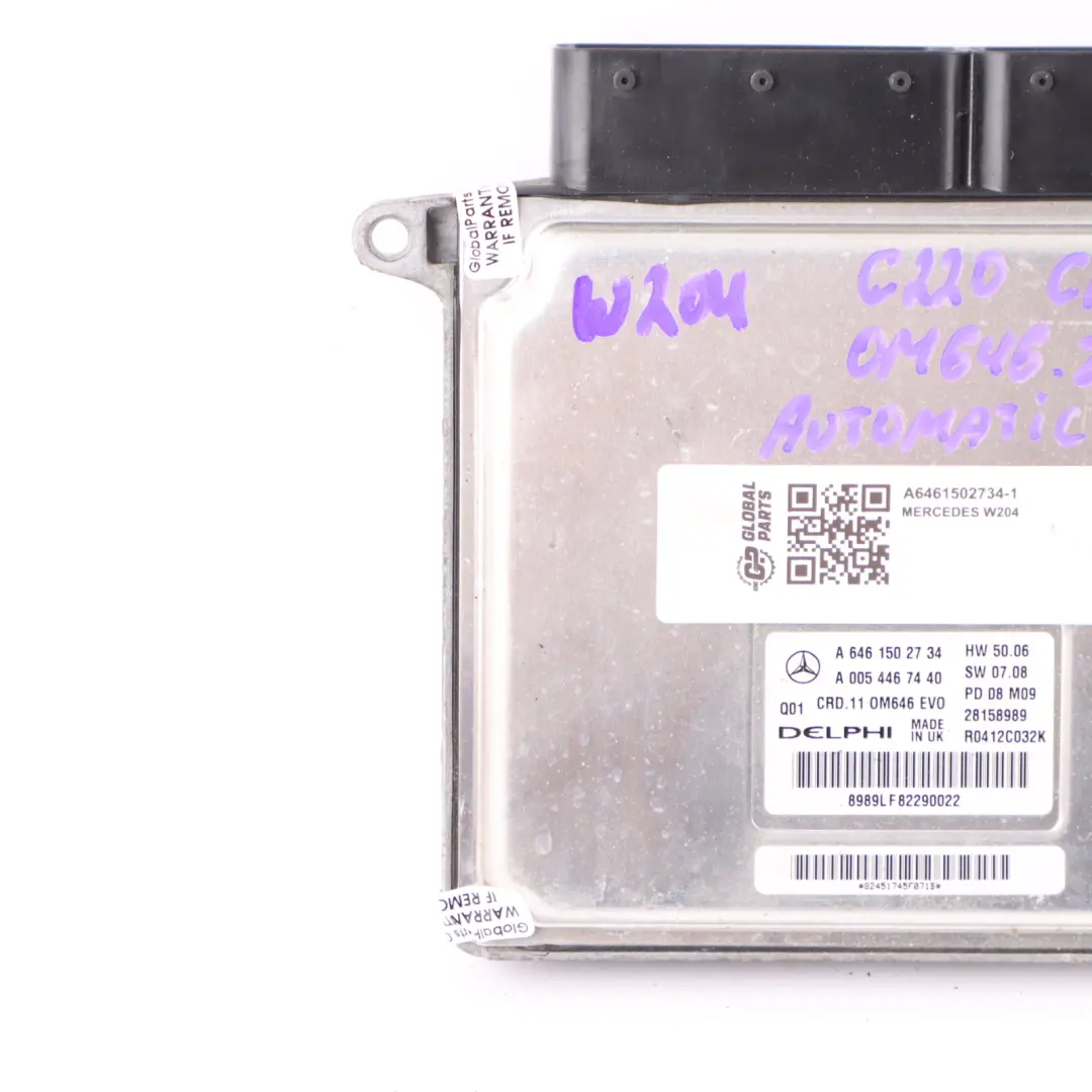C220 CDI 170HP 646.811 Engine Unit ECU Automatic to Mercedes W204 with Part number A6461502734 Mercedes W204 C220 CDI 170HP 646.811 Engine Unit ECU Automatic - SKU A6461502734-1 - Part number A6461502734