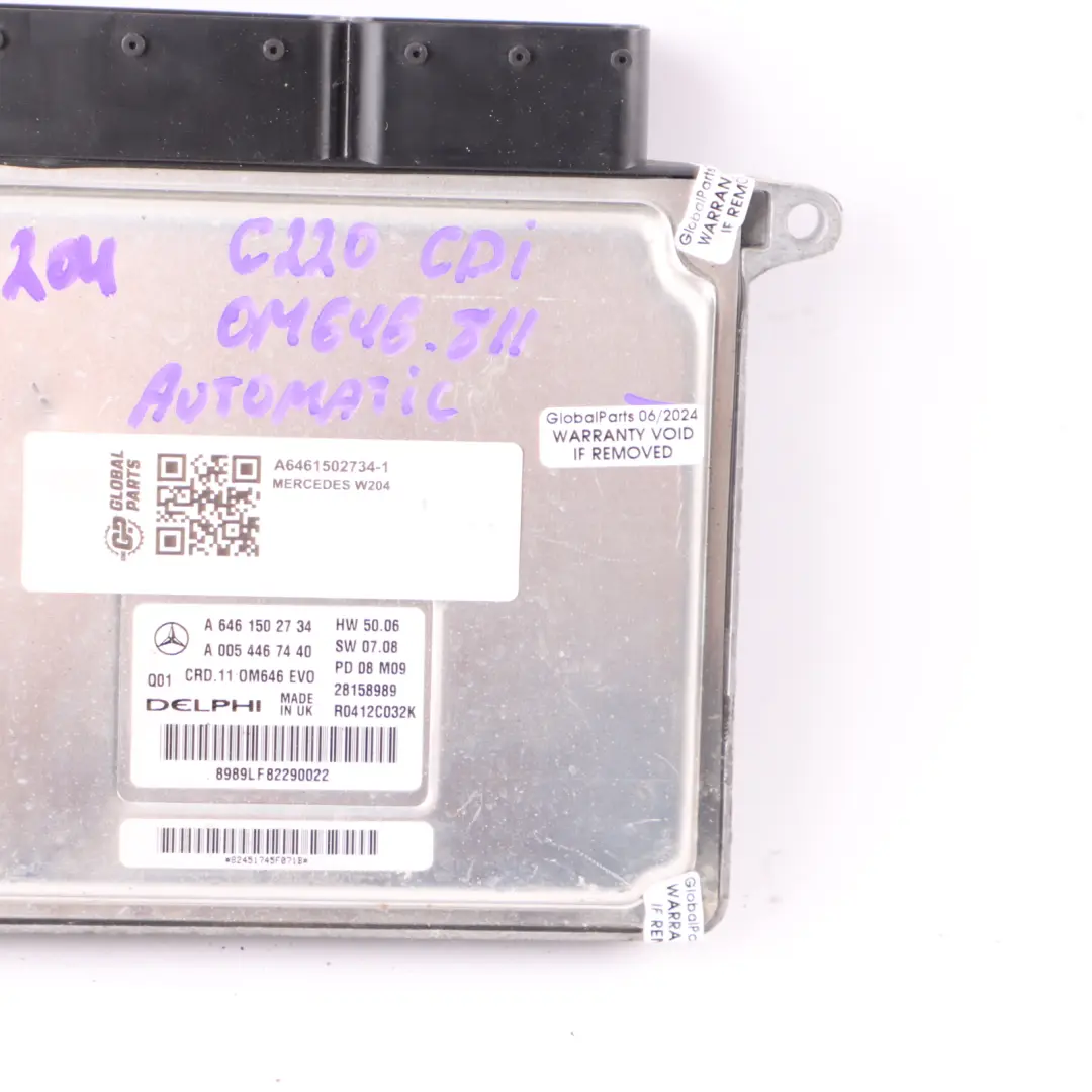 Mercedes W204 C220 CDI 170HP 646.811 Komputer Silnika ECU - SKU A6461502734-1 - Numer Części A6461502734