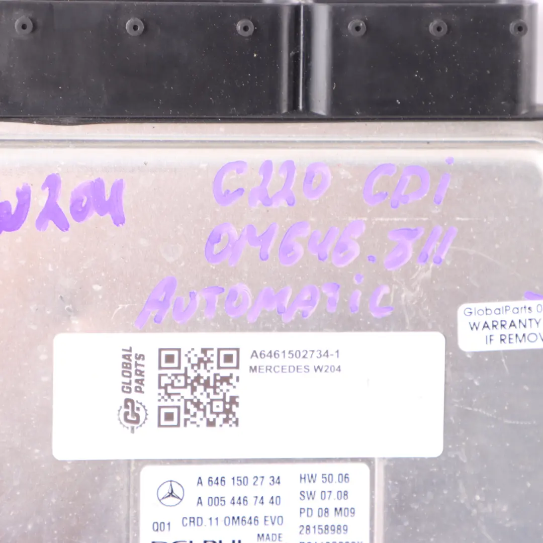 Mercedes W204 C220 CDI 170HP 646.811 Unidad Motor ECU - SKU A6461502734-1 - Número de pieza A6461502734