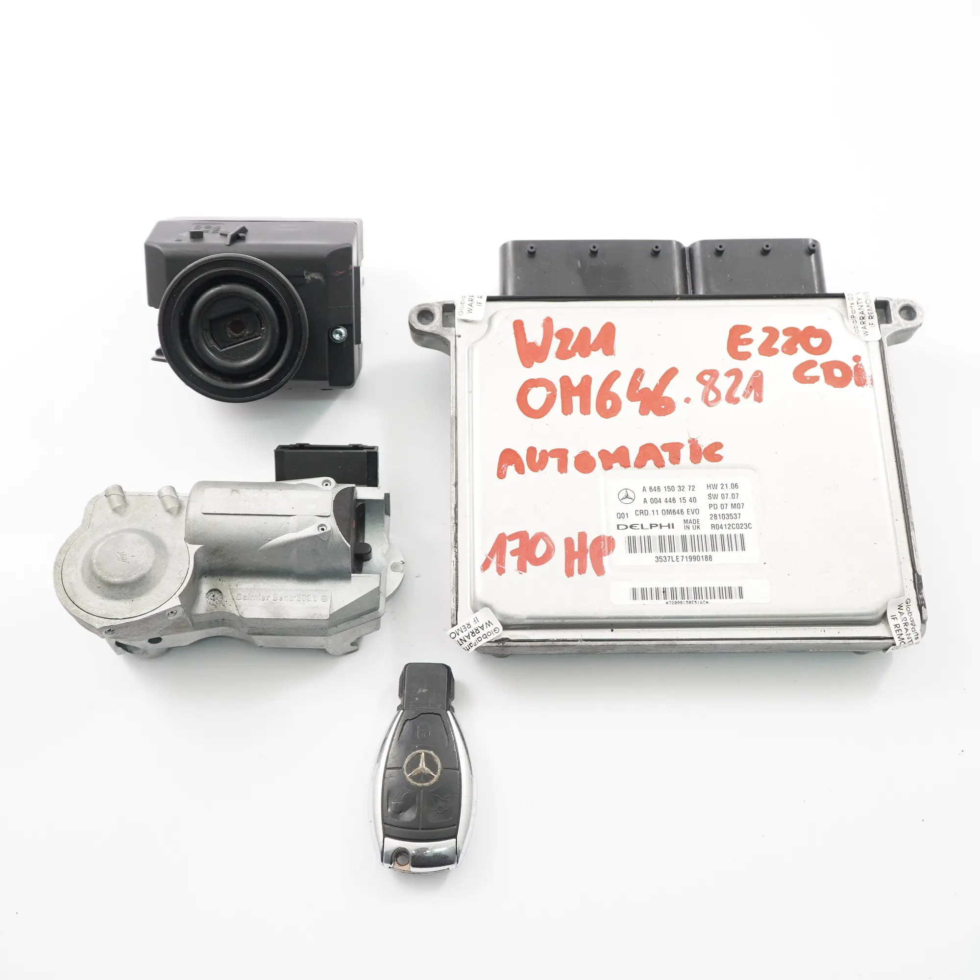 Mercedes W211 E220 CDI 646.821 170HP Motor ECU Kit A6461503272 Cerradura llave