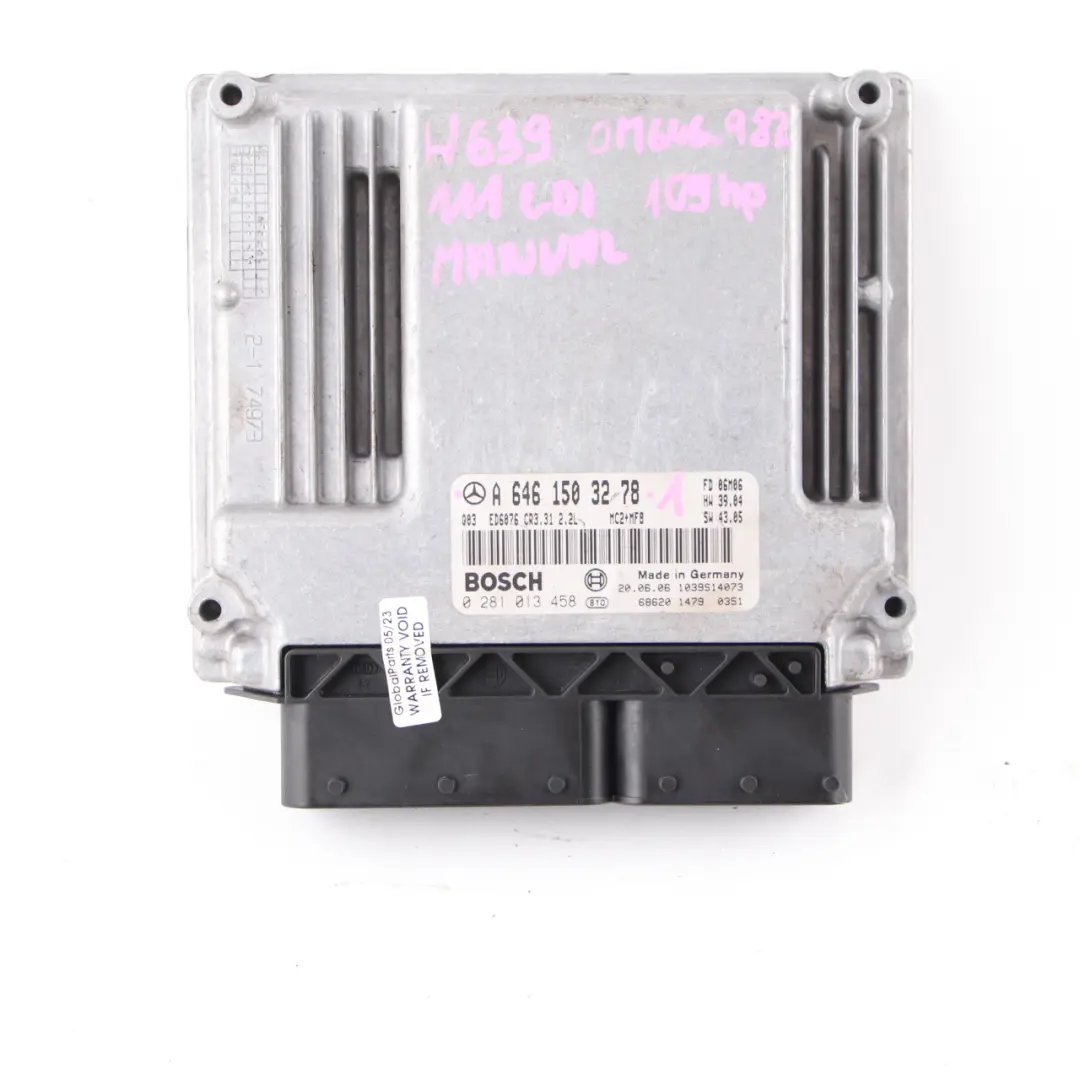 Mercedes W639 OM646.980 116HP Motor Modul ECU Kit A6461507172 Schlüssel Schloss - SKU A6461503278-1 - Teilenummer A6461503278