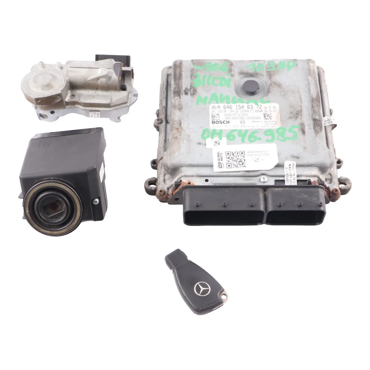 Mercedes W906 311 CDI 109HP 646.985 Engine ECU Kit A6461506372 Key Lock Manual