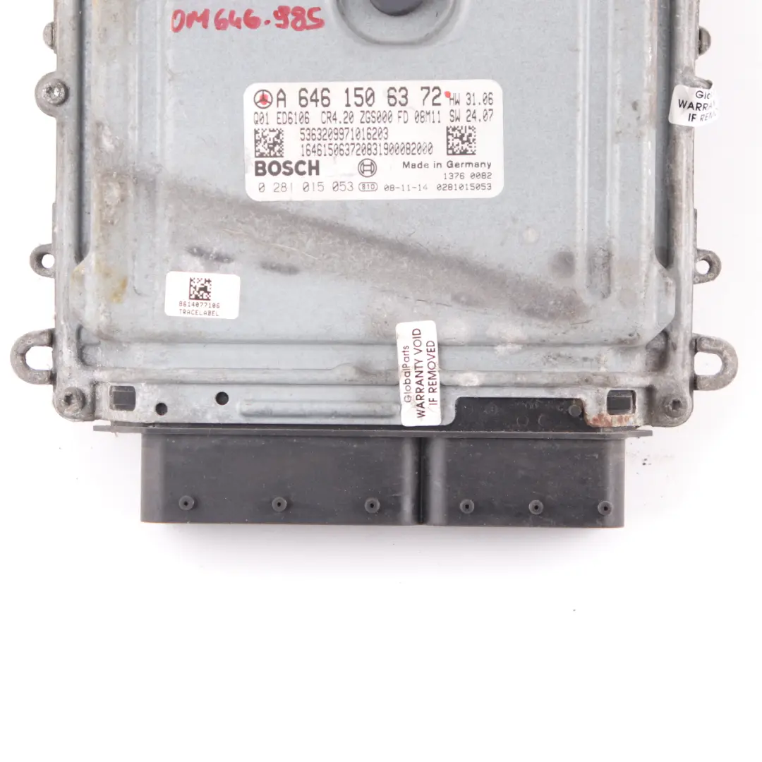 Mercedes W906 311 CDI 109HP OM646.985 Motore Diesel Controllo ECU - SKU A6461506372 - Numero di parte A6461506372