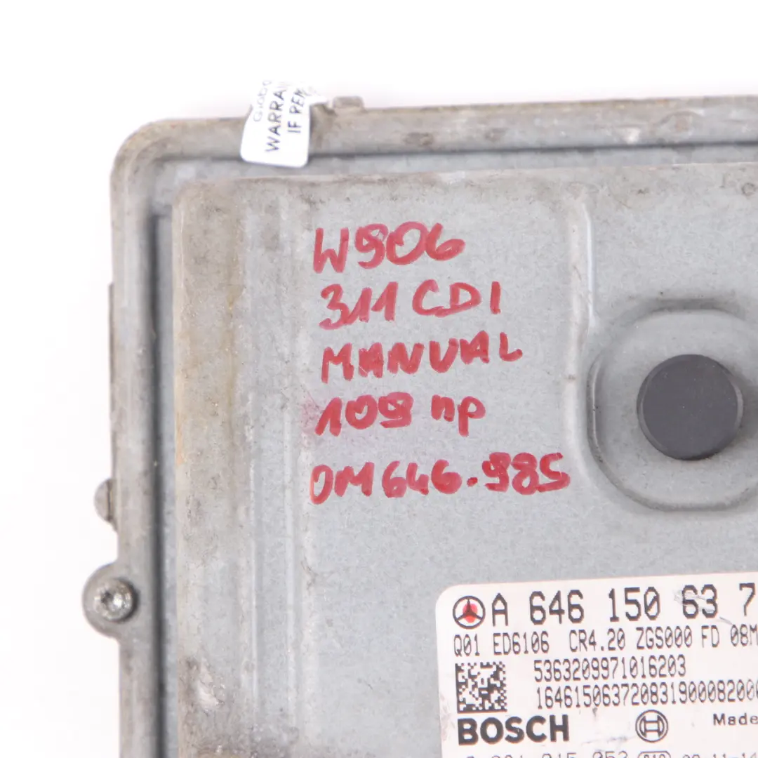 109HP OM646.985 Diesel Engine Control Unit ECU to Mercedes W906 311 CDI with Part number A6461506372 Mercedes W906 311 CDI 109HP OM646.985 Diesel Engine Control Unit ECU - SKU A6461506372 - Part number A6461506372