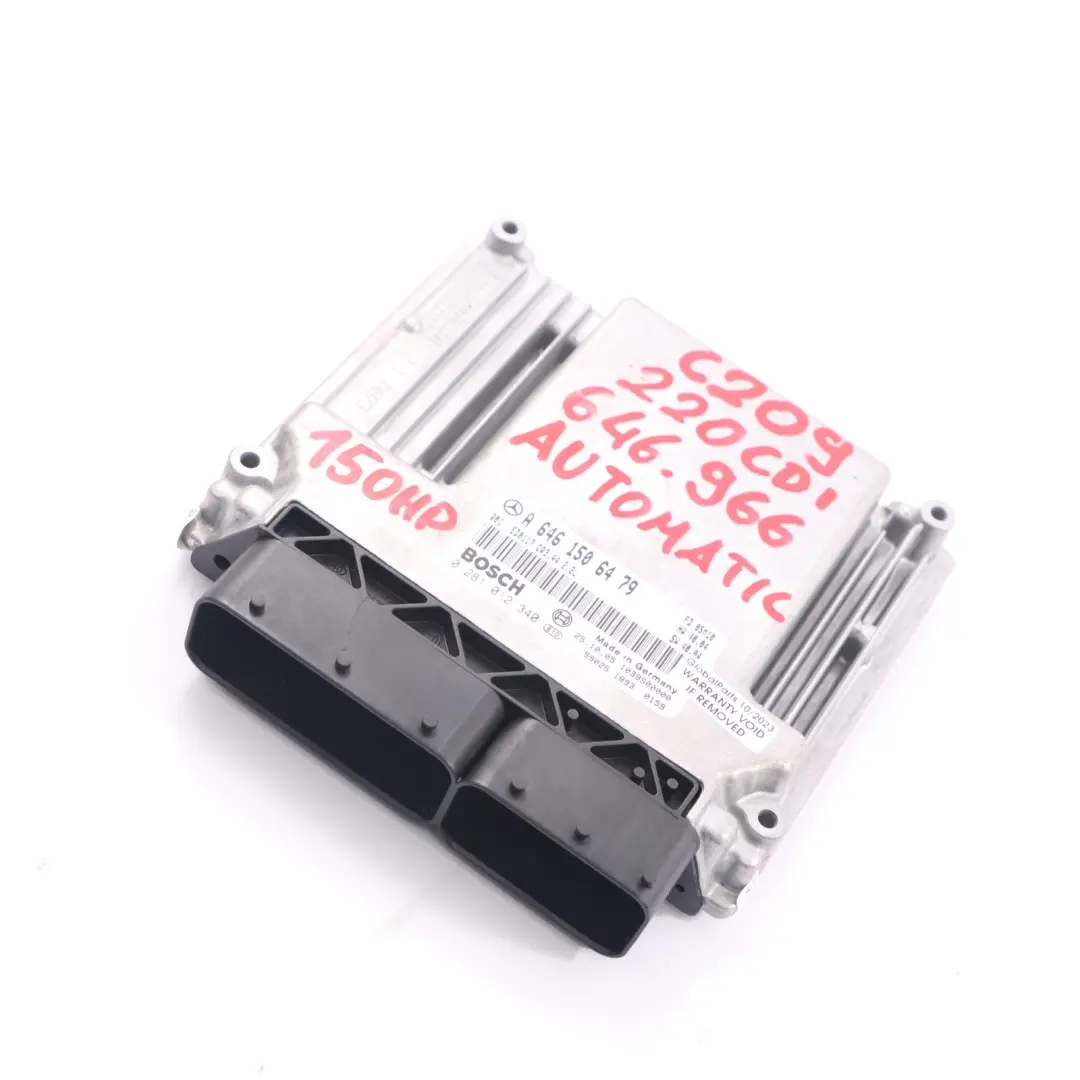 Mercedes C209 220 CDI M646.966 150HP Unidad Motor ECU Automático - SKU A6461506479 - Número de pieza A6461506479