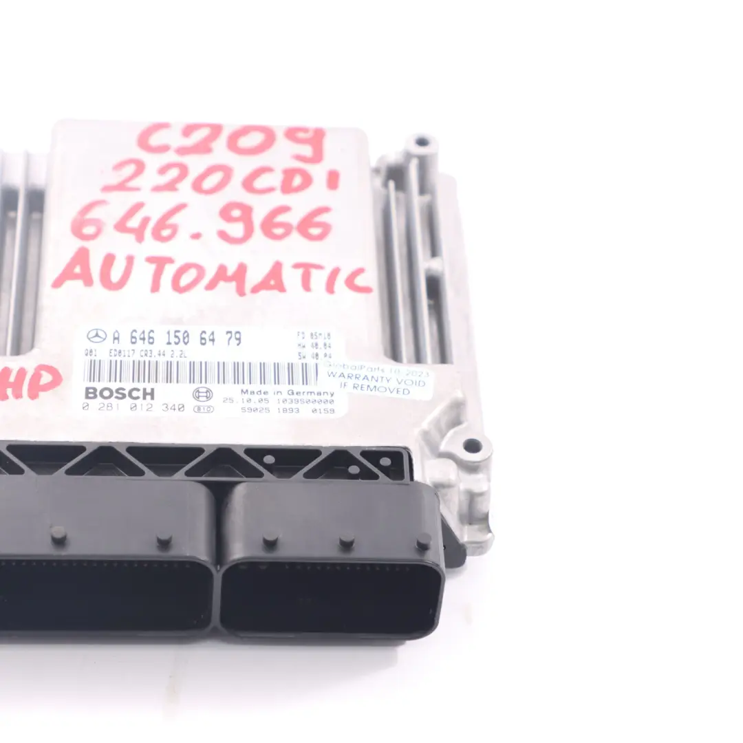 M646.966 150HP Engine Unit ECU Automatic to Mercedes C209 220 CDI with Part number A6461506479 Mercedes C209 220 CDI M646.966 150HP Engine Unit ECU Automatic - SKU A6461506479 - Part number A6461506479
