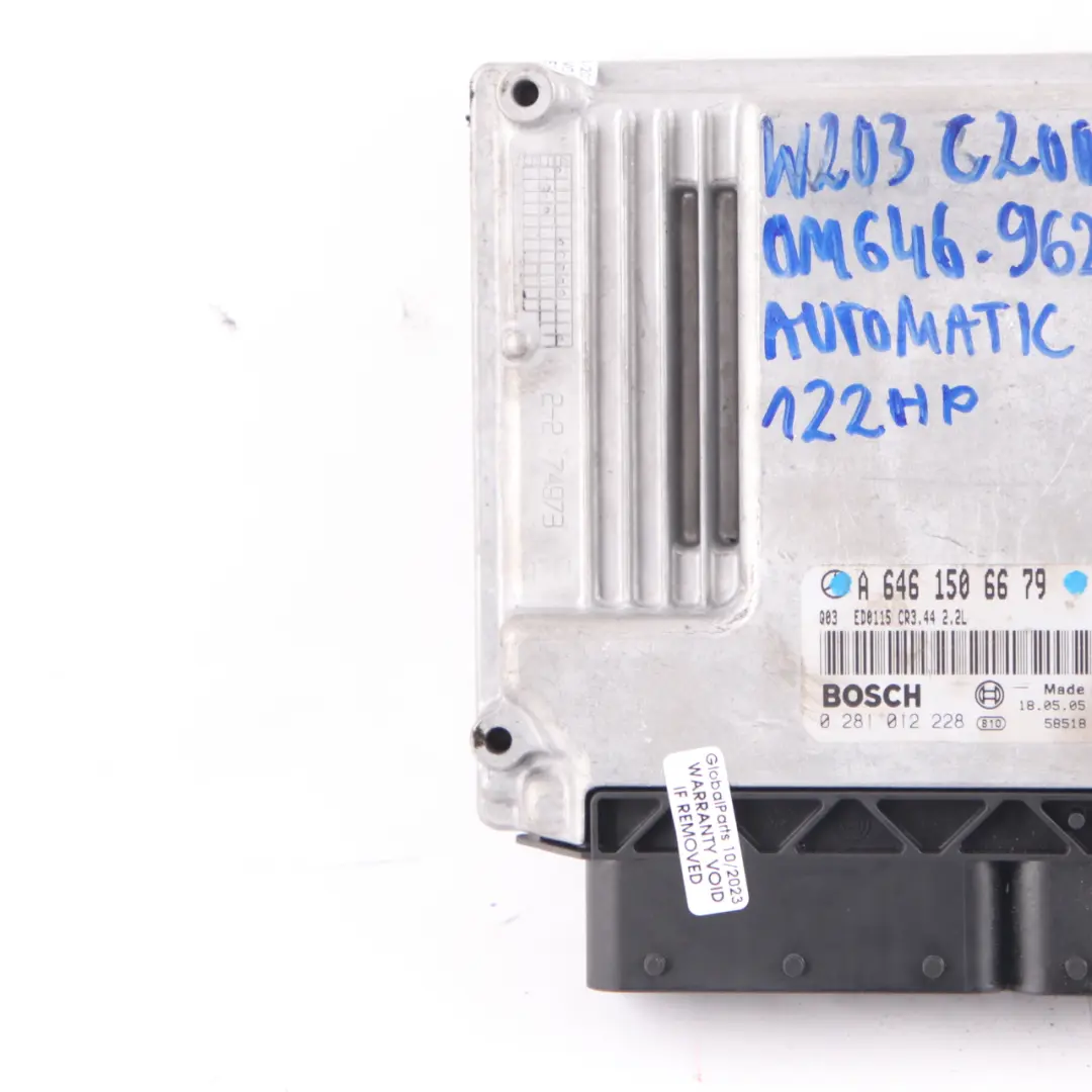 C200 CDI OM646.962 122HP ECU Engine Module Automatic to Mercedes W203 with Part number A6461506679 Mercedes W203 C200 CDI OM646.962 122HP ECU Engine Module Automatic - SKU A6461506679-1 - Part number A6461506679