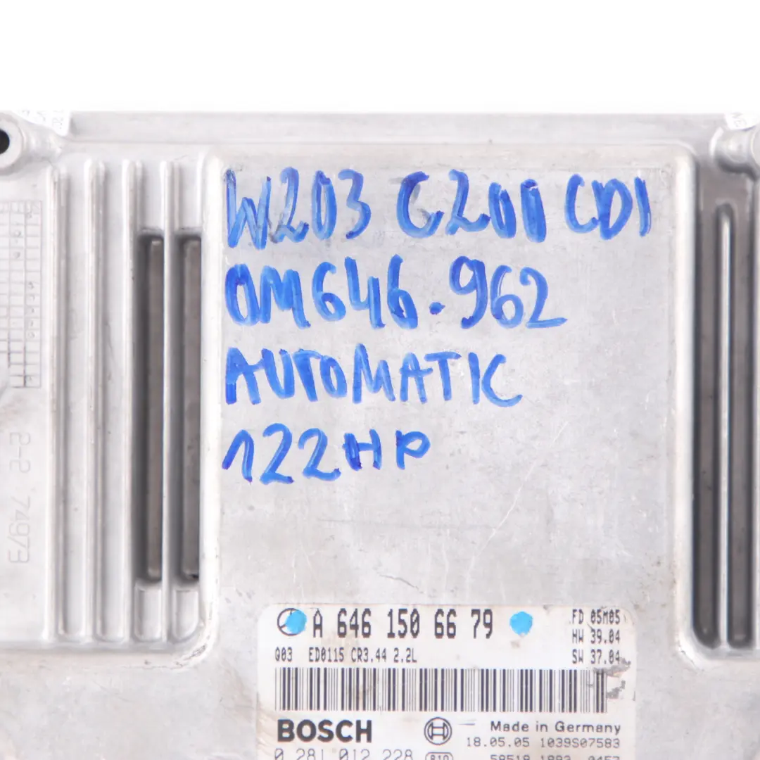 C200 CDI OM646.962 122HP ECU Engine Module Automatic to Mercedes W203 with Part number A6461506679 Mercedes W203 C200 CDI OM646.962 122HP ECU Engine Module Automatic - SKU A6461506679-1 - Part number A6461506679