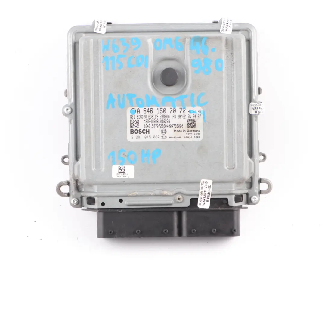 Mercedes W639 115 CDI OM646.980 150HP Engine Module ECU Kit Key Lock - SKU A6461507072-1 - Part number A6461507072
