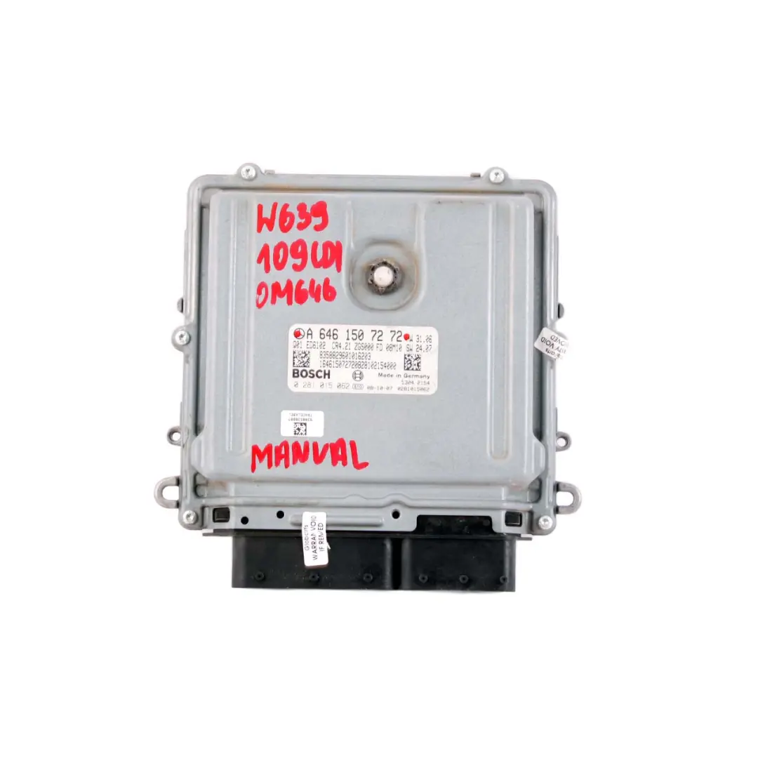 OM646 Engine Unit Module ECU Manuel pour Mercedes W639 Vito 109 CDI à propos du numéro de pièce A6461507272 Mercedes W639 Vito 109 CDI OM646 Engine Unit Module ECU Manuel - SKU A6461507272 - Numéro de pièce A6461507272
