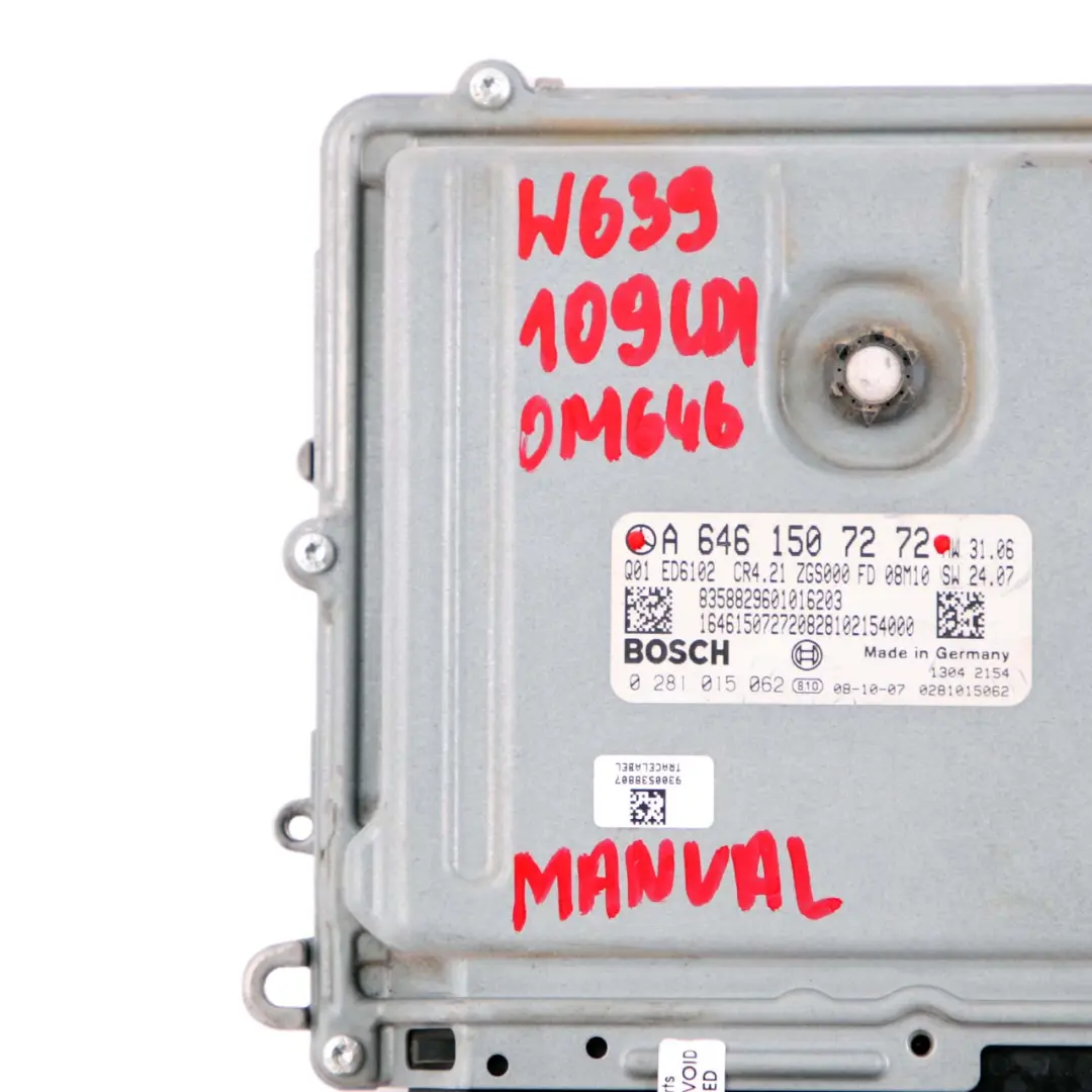 OM646 Motorsteuergerät Steuergerät ECU für Mercedes W639 Vito 109 CDI mit Teilenummer A6461507272 Mercedes W639 Vito 109 CDI OM646 Motorsteuergerät Steuergerät ECU - SKU A6461507272 - Teilenummer A6461507272