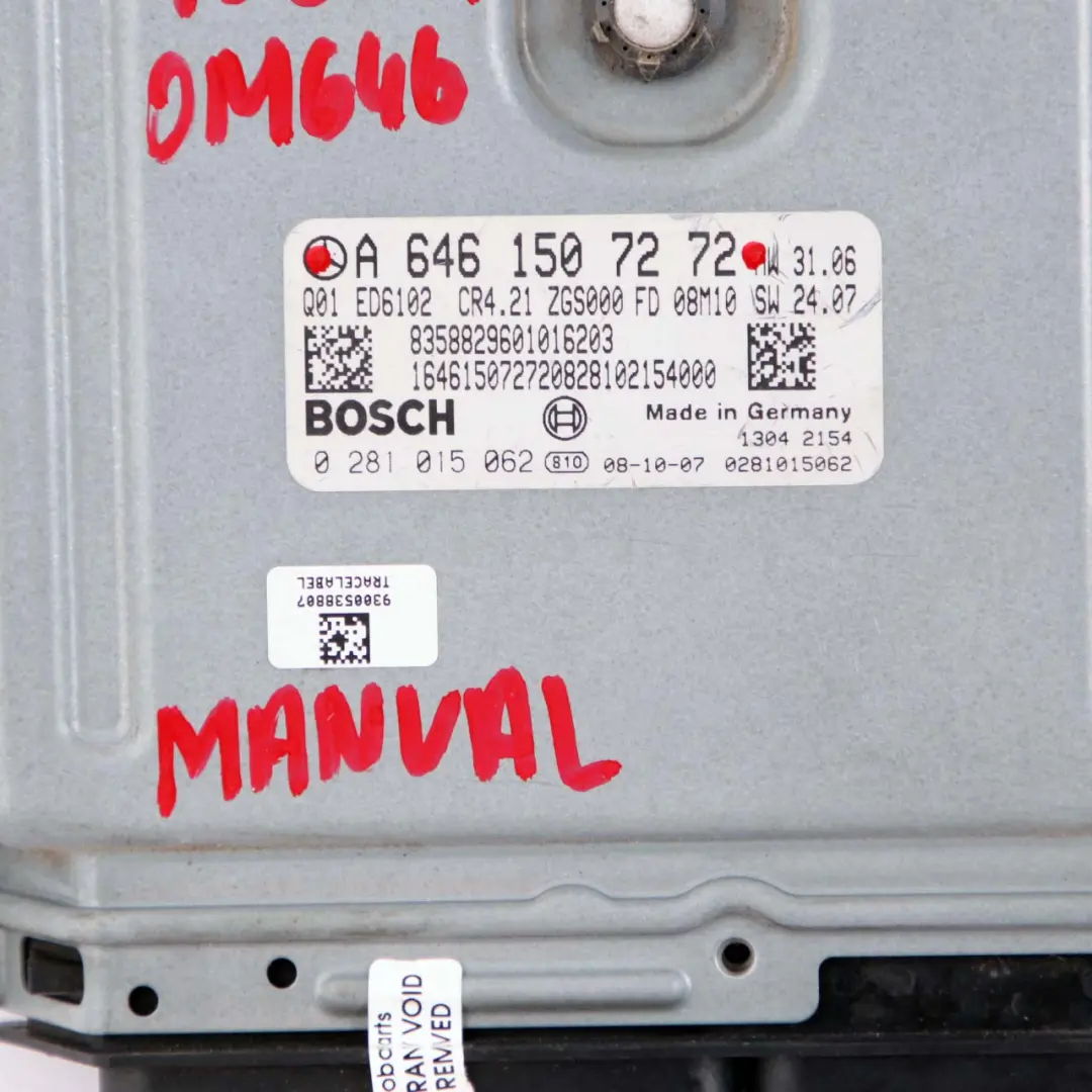 Mercedes W639 Vito 109 CDI OM646 Engine Unit Module ECU Manual - SKU A6461507272 - Part number A6461507272