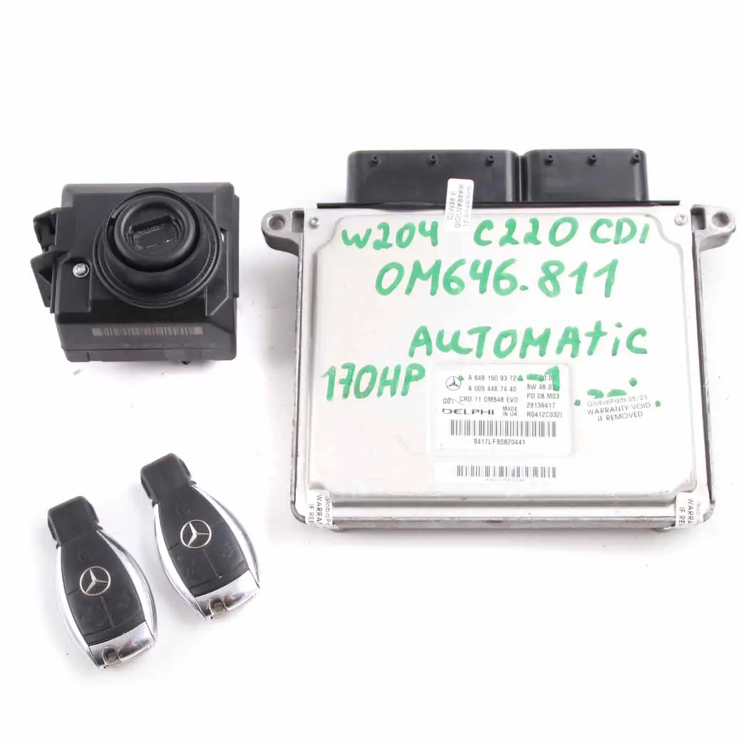 Mercedes W204 C220CDI OM646.811 170HP Engine ECU Kit 2Keys Lock - SKU A6461509372-1 - Part number A6461509372