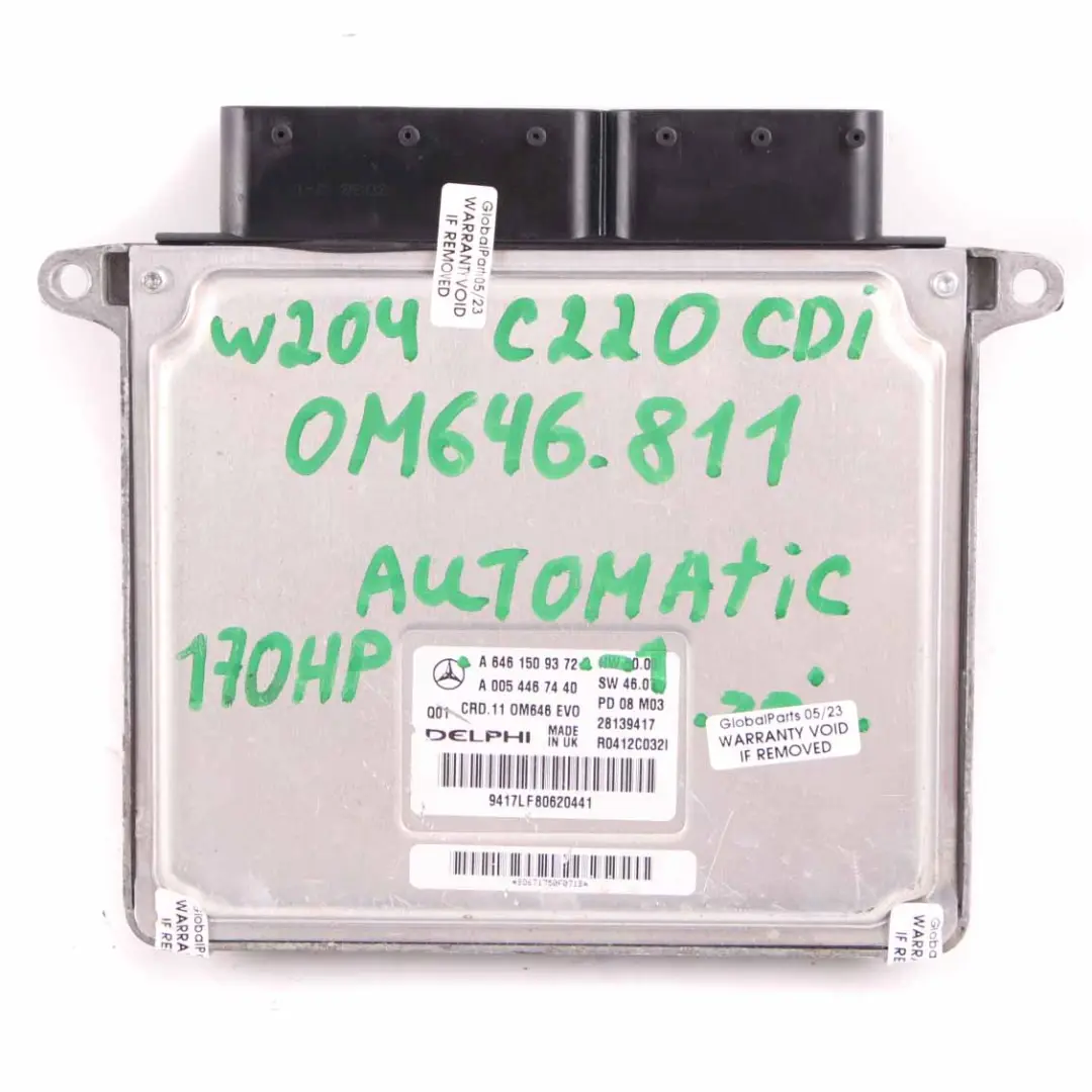 Mercedes W204 C220CDI OM646.811 170HP Engine ECU Kit 2Keys Lock - SKU A6461509372-1 - Part number A6461509372