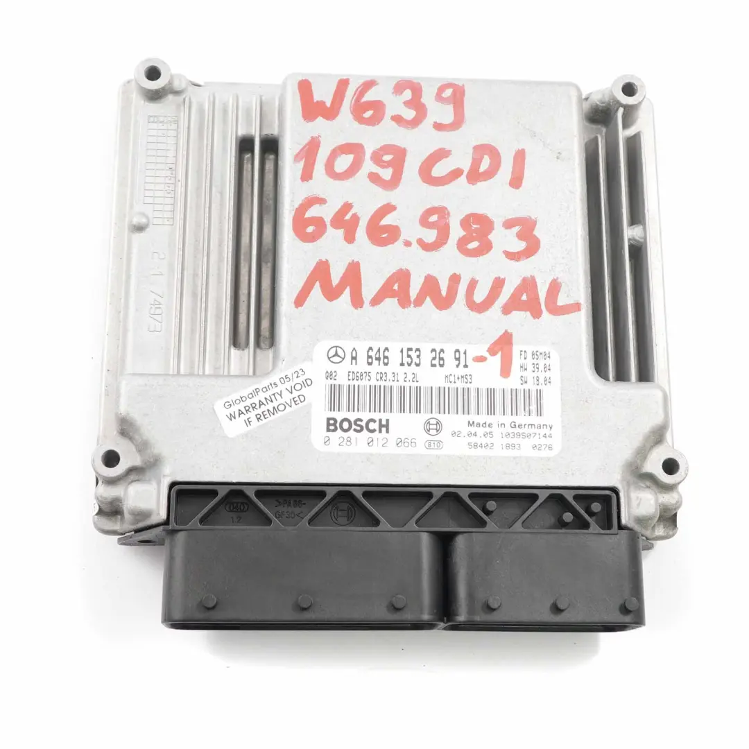 OM646.983 88HP Motor Módulo ECU Kit para Mercedes Vito W639 109 CDI con número de pieza A6461532691 Mercedes Vito W639 109 CDI OM646.983 88HP Motor Módulo ECU Kit - SKU A6461532691-1 - Número de pieza A6461532691
