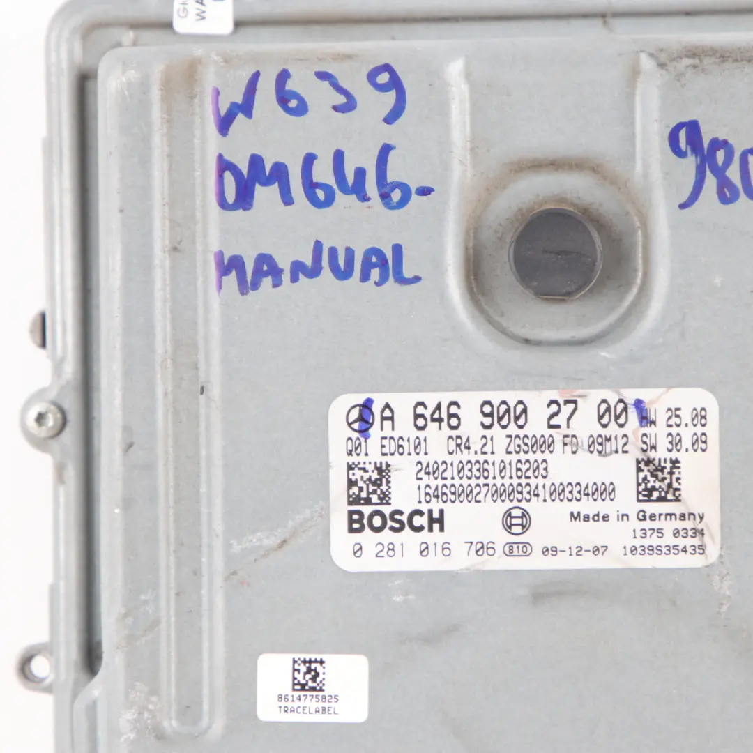 OM646.980 Engine Control Unit ECU Module Manual to Mercedes Vito W639 with Part number A6469002700 Mercedes Vito W639 OM646.980 Engine Control Unit ECU Module Manual - SKU A6469002700 - Part number A6469002700
