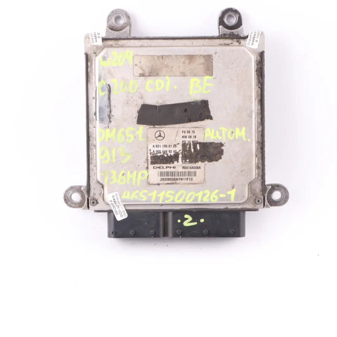 Mercedes W204 C200CDI BlueEFFICIENCY OM651.913 Engine ECU Kit Key - SKU A6511500126-1 - Part number A6511500126