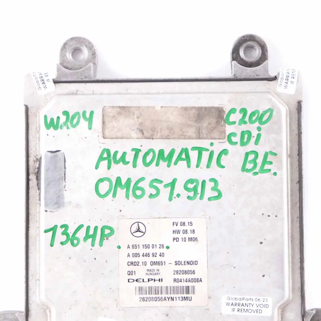C200CDI BlueEFFICIENCY OM651.913 Modulo ECU Motore per Mercedes W204 con numero di parte A6511500126 Mercedes W204 C200CDI BlueEFFICIENCY OM651.913 Modulo ECU Motore - SKU A6511500126 - Numero di parte A6511500126