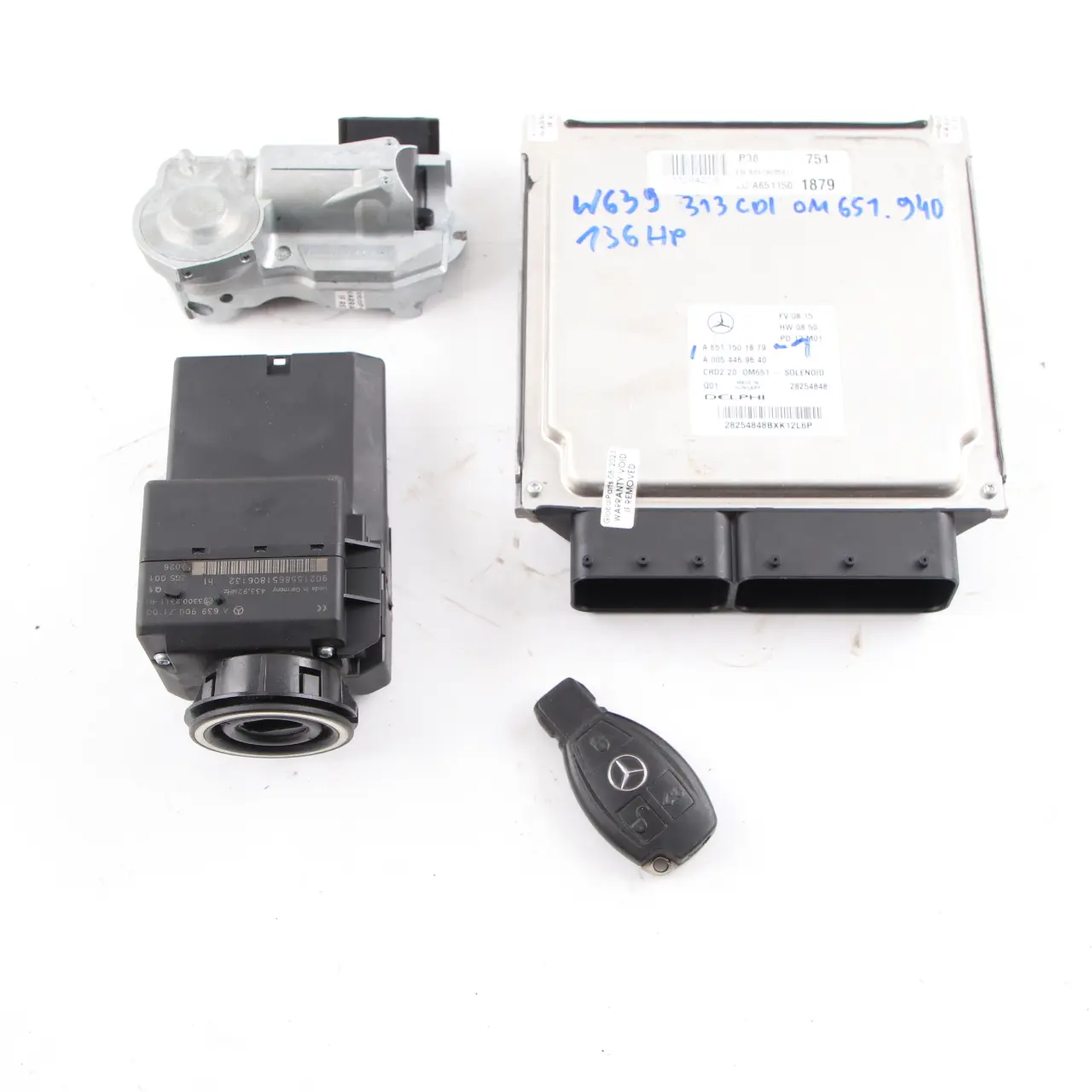 Mercedes W639 OM651.940 136HP Engine Unit Module ECU Kit A6511501879 Key Lock