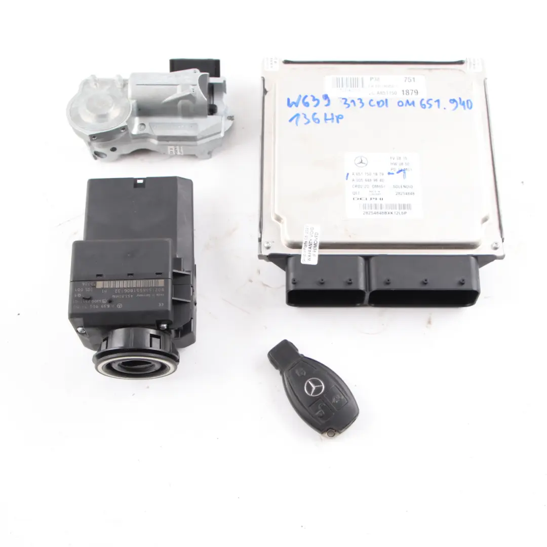 Mercedes W639 OM651.940 136HP Motor Unidad Módulo ECU Kit Clave - SKU A6511501879-1 - Número de pieza A6511501879