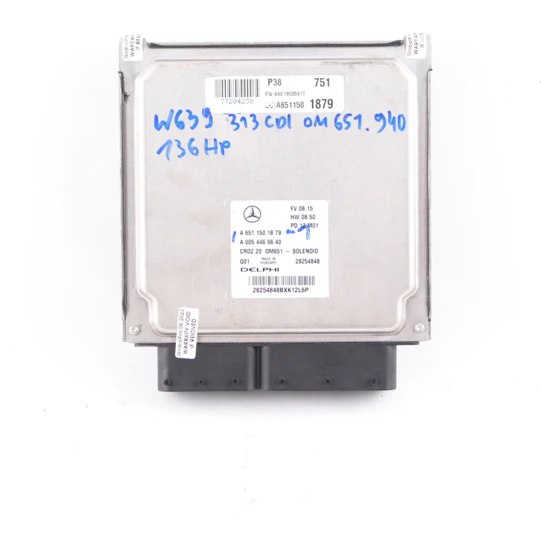 Mercedes W639 OM651.940 136HP Motore Modulo ECU Kit Blocco chiave - SKU A6511501879-1 - Numero di parte A6511501879