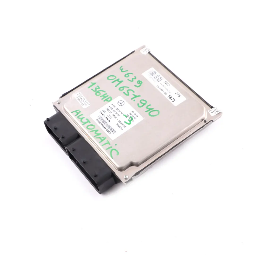Module Moteur ECU Mercedes W639 OM651.940 113 CDI 136 CV Automatique pour à propos du numéro de pièce A6511501879 Module Moteur ECU Mercedes W639 OM651.940 113 CDI 136 CV Automatique - SKU A6511501879-3 - Numéro de pièce A6511501879