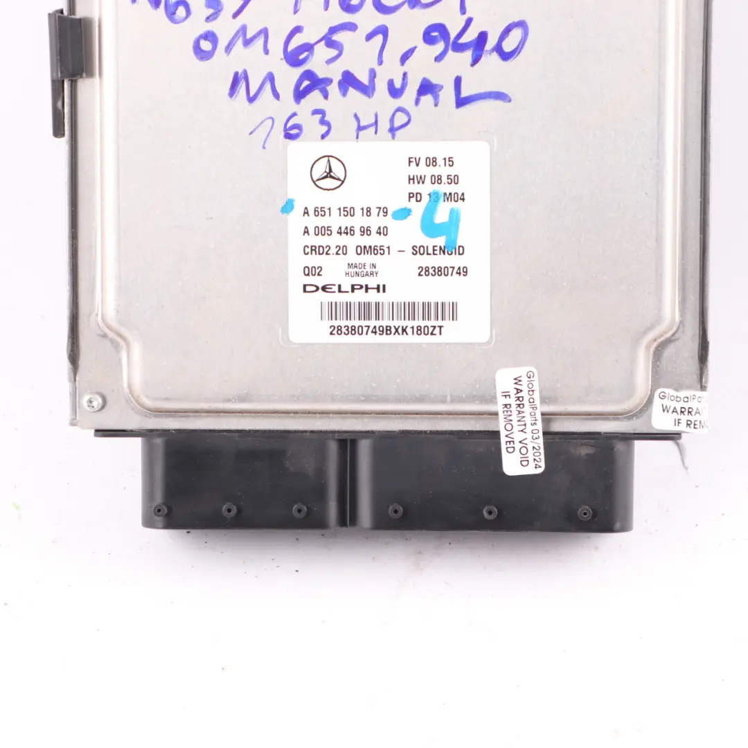 651.940 116 CDI 163HP Engine Module ECU Manual to Mercedes Vito W639 with Part number A6511501879 Mercedes Vito W639 651.940 116 CDI 163HP Engine Module ECU Manual - SKU A6511501879-4 - Part number A6511501879