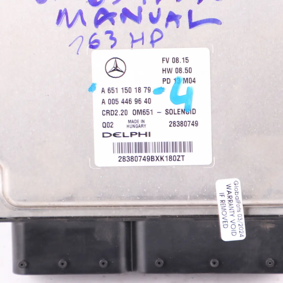651.940 116 CDI 163HP Engine Module ECU Manual to Mercedes Vito W639 with Part number A6511501879 Mercedes Vito W639 651.940 116 CDI 163HP Engine Module ECU Manual - SKU A6511501879-4 - Part number A6511501879