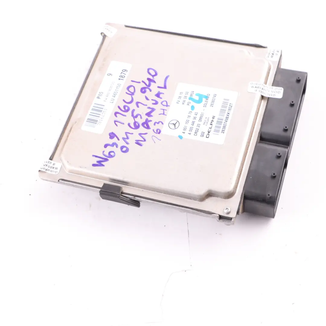 651.940 116 CDI 163HP Engine Module ECU Manual to Mercedes Vito W639 with Part number A6511501879 Mercedes Vito W639 651.940 116 CDI 163HP Engine Module ECU Manual - SKU A6511501879-4 - Part number A6511501879