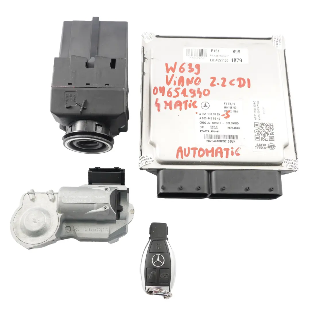 Mercedes Vito W639 2.2 CDI 651.940 4-Matic ECU Kit Motor Schlüssel - SKU A6511501879-5 - Teilenummer A6511501879