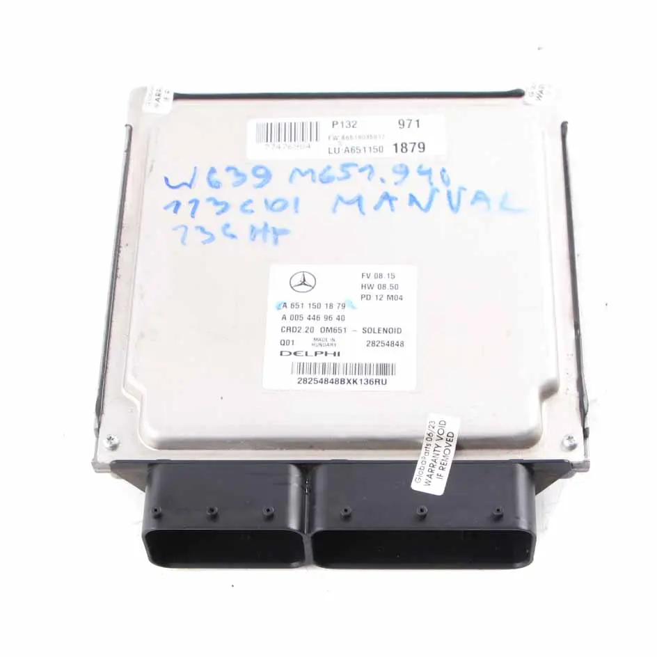 OM651.940 113 CDI 136HP Motor Módulo Unidad ECU Manual para Mercedes W639 con número de pieza A6511501879 Mercedes W639 OM651.940 113 CDI 136HP Motor Módulo Unidad ECU Manual - SKU A6511501879 - Número de pieza A6511501879