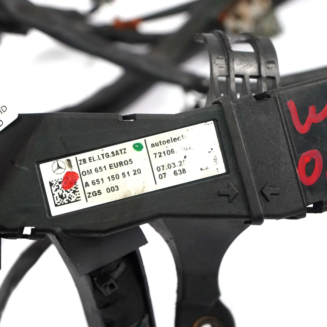  Mercedes-Benz Sprinter W906 OM651 Motore Diesel Cablaggio Cavo - SKU A6511505120 - Numero di parte A6511505120