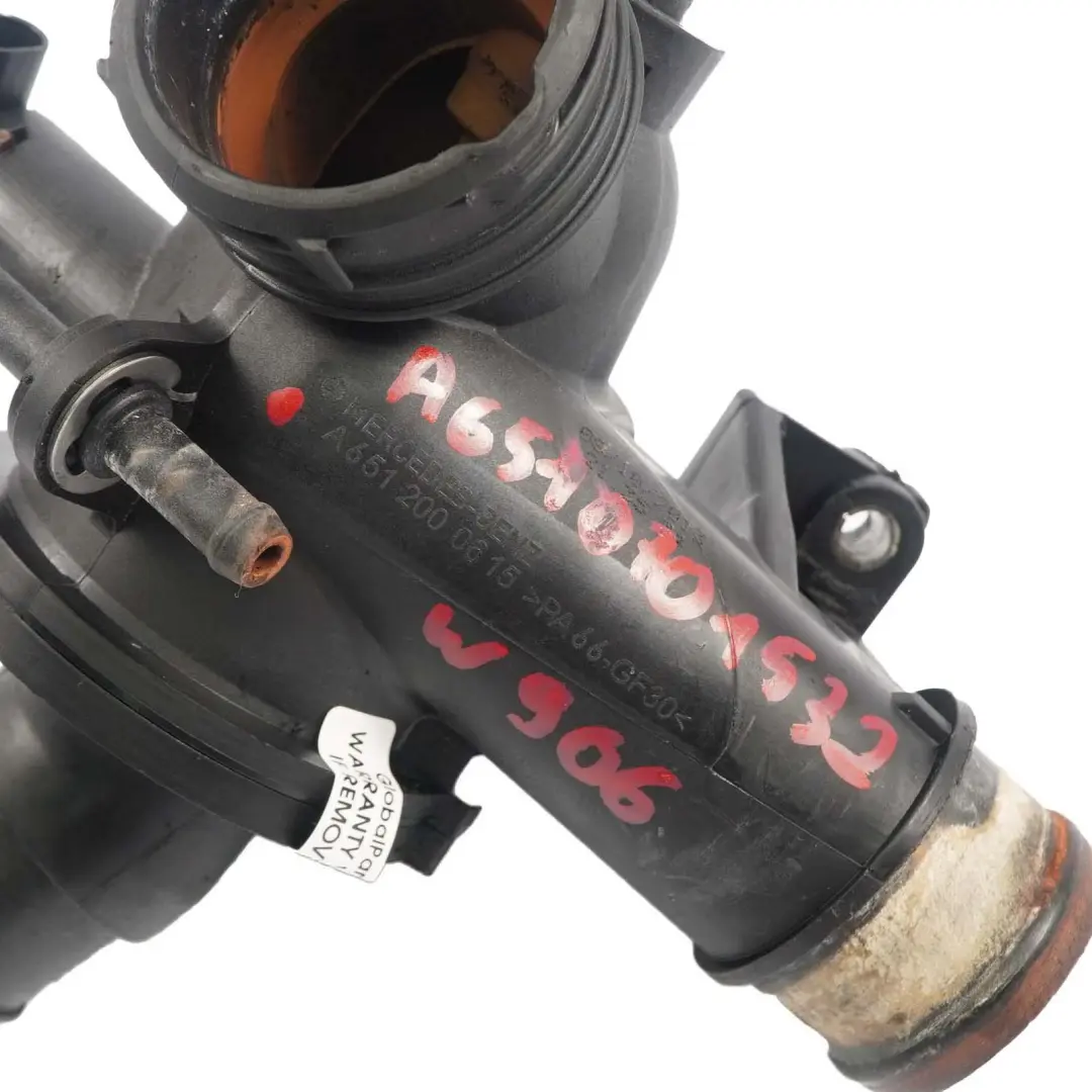 OM651 Coolant Thermostat Housing to Mercedes Sprinter W906 with Part number A6512000615 Mercedes Sprinter W906 OM651 Coolant Thermostat Housing - SKU A6512000615 - Part number A6512000615