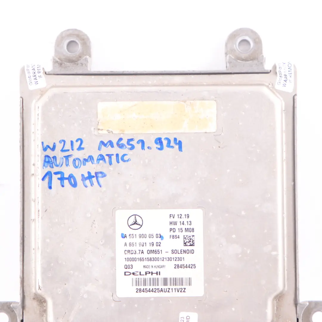 Mercedes W212 OM651.924 E220CDI 170HP Engine Unit ECU Automatic - SKU A6519000503 - Part number A6519000503