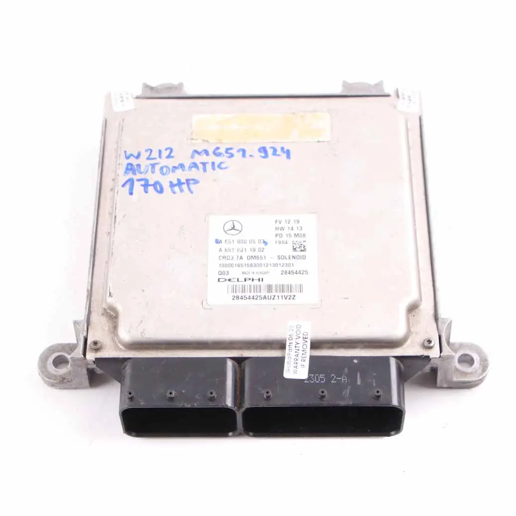 Mercedes W212 OM651.924 E220CDI 170HP Engine Unit ECU Automatic - SKU A6519000503 - Part number A6519000503